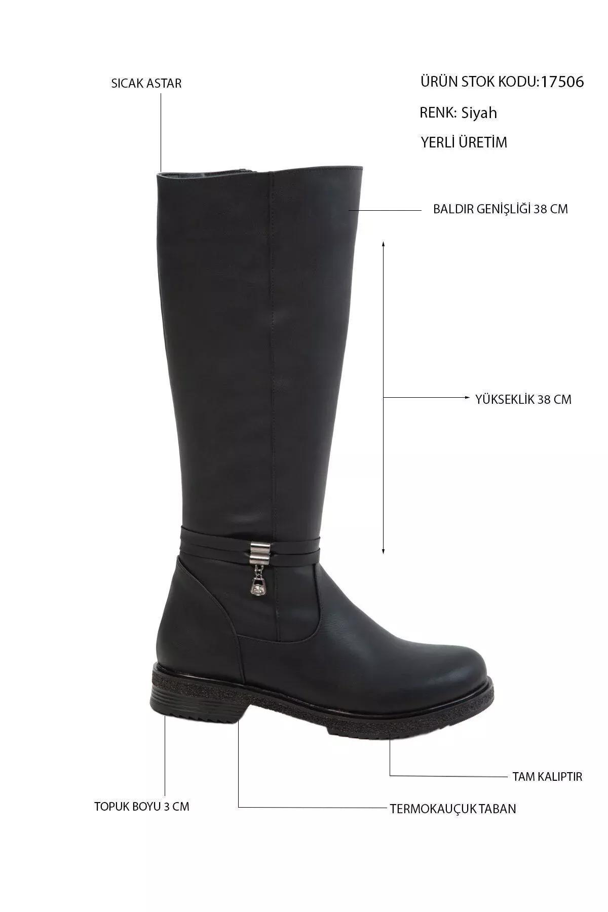 Black Flat Boots, BLACK, medium