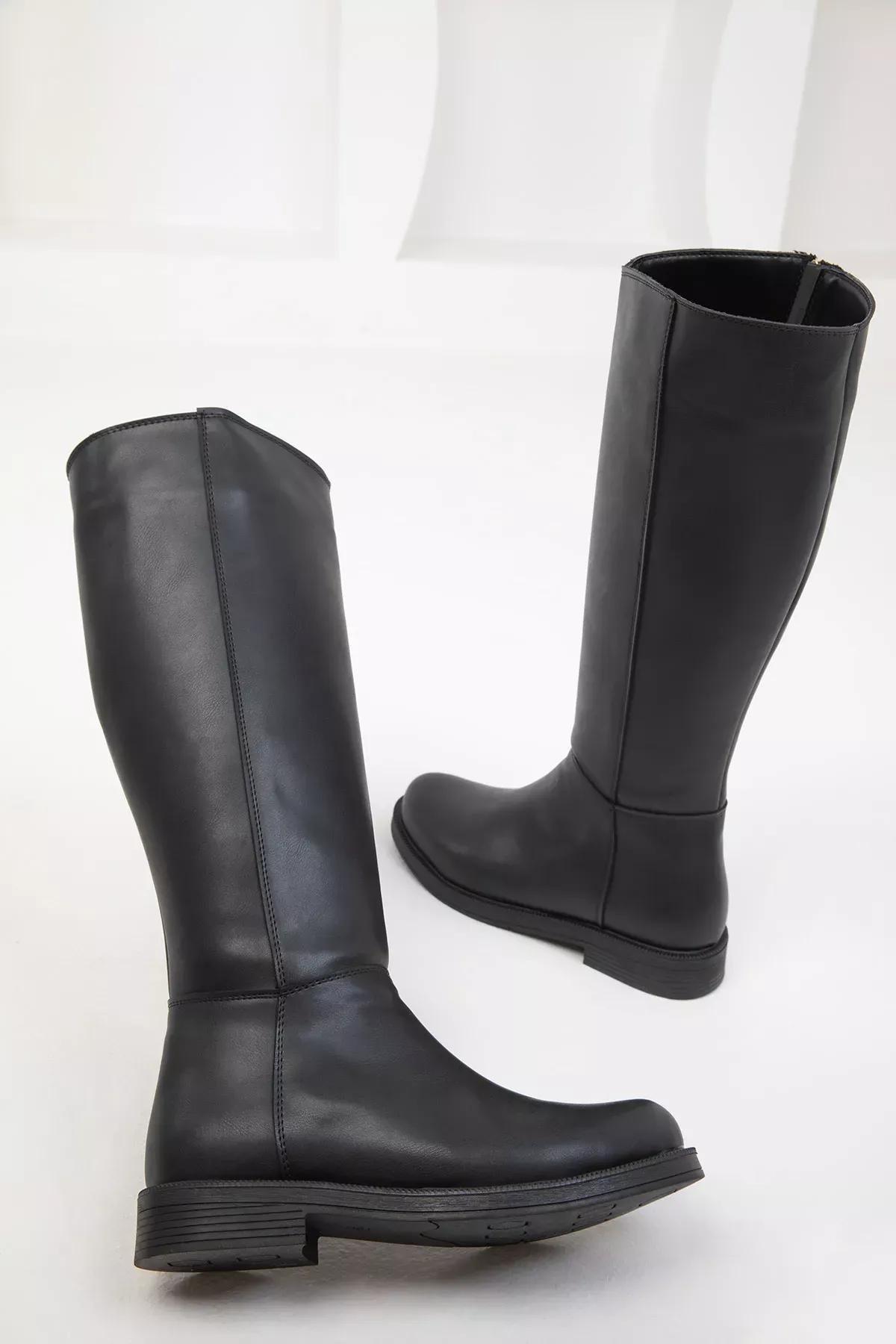 Black Flat Knee High Boots, , large image number 3