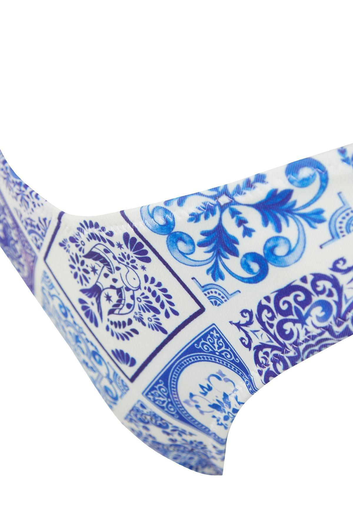Blue Patterned Bikini Bottoms, , large image number 3