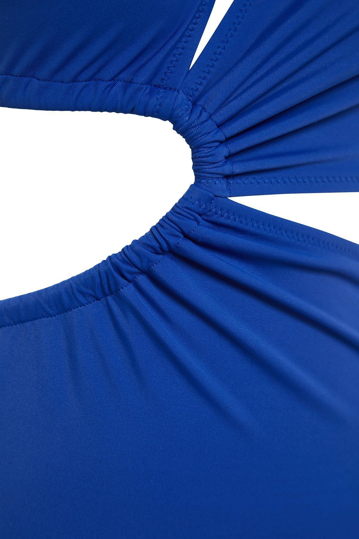 Blue Single Shoulder Swimsuit, , large image number 5