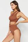 Trendyol - Brown One Strap Swimsuit