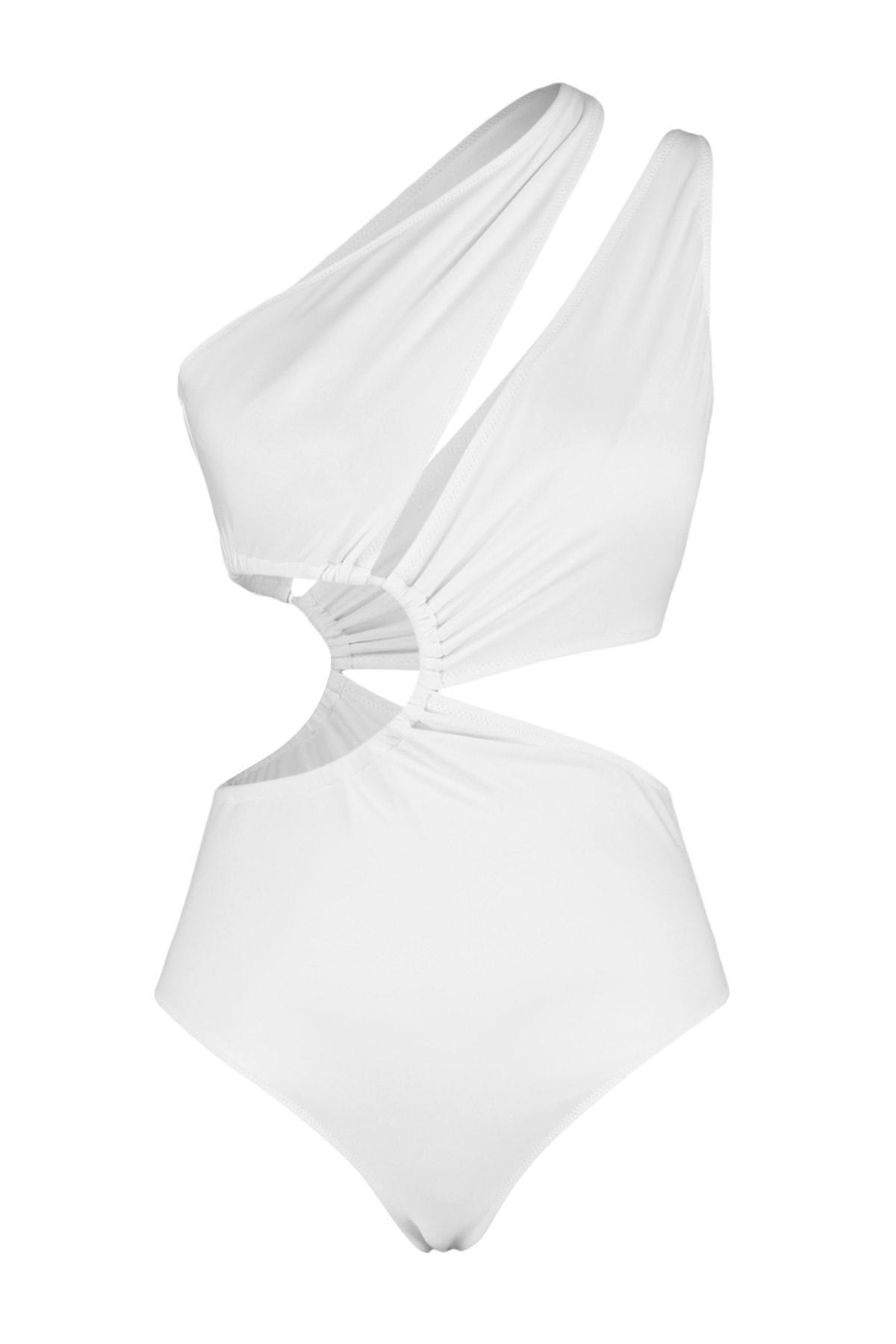 Beige Plain Swimsuit, , large image number 6