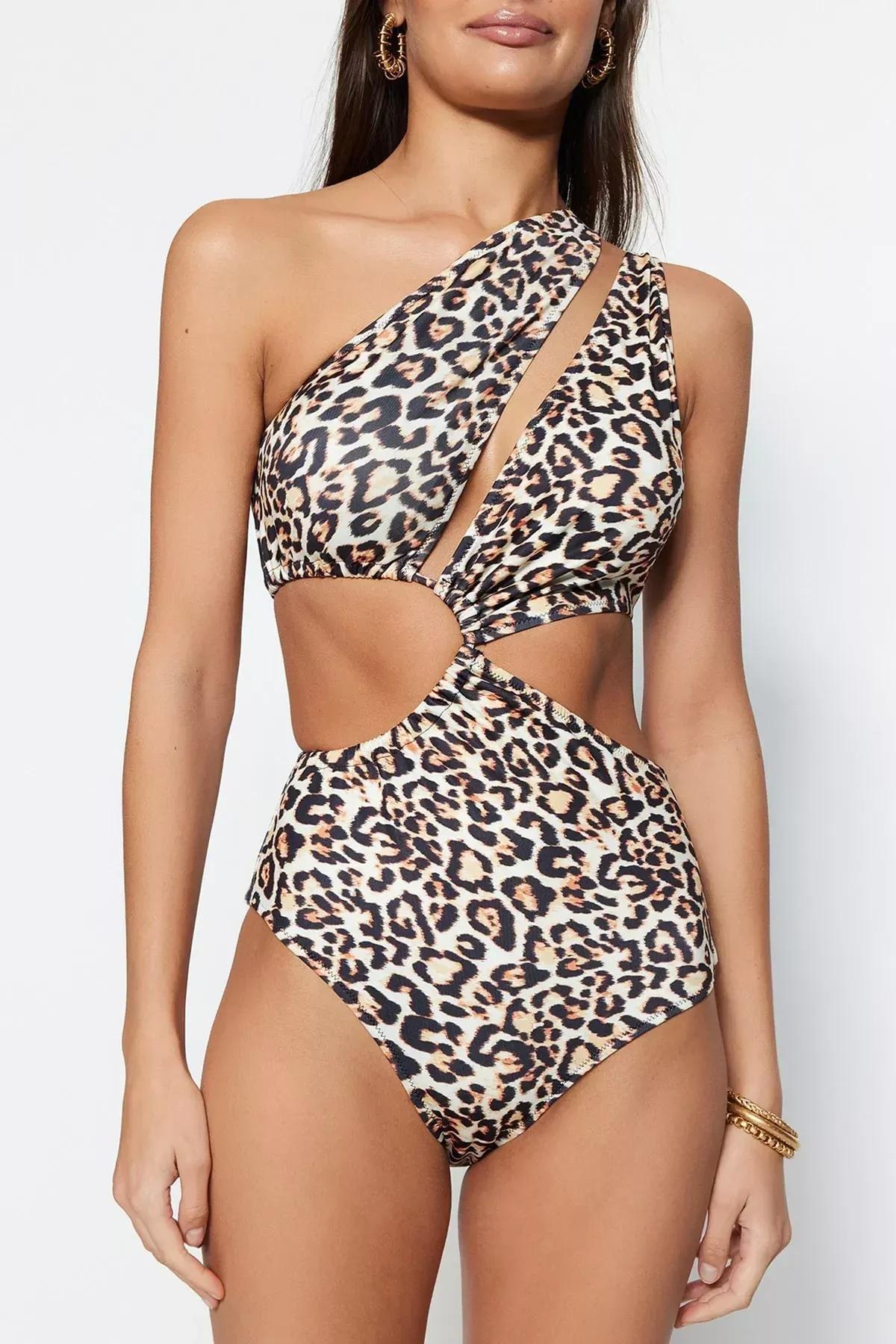 بدلة سباحة بنقشة جلد الحيوانات، ألوان متعددة, Multicolor, large image number 3