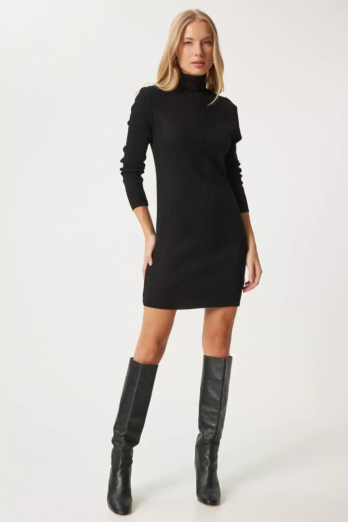Black Pullover Dress, BLACK, large image number 1