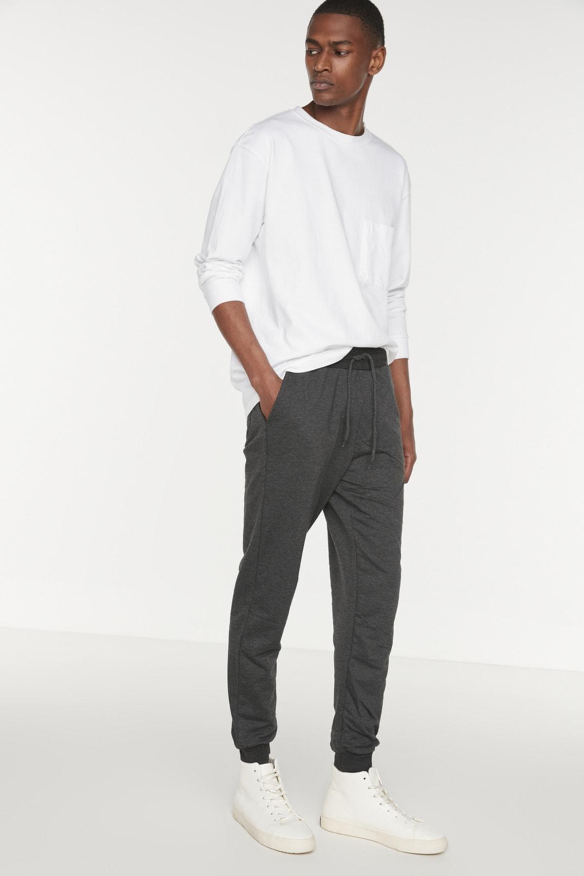 Grey Basic Elastic Leg Jogger Sweatpants, , large image number 0