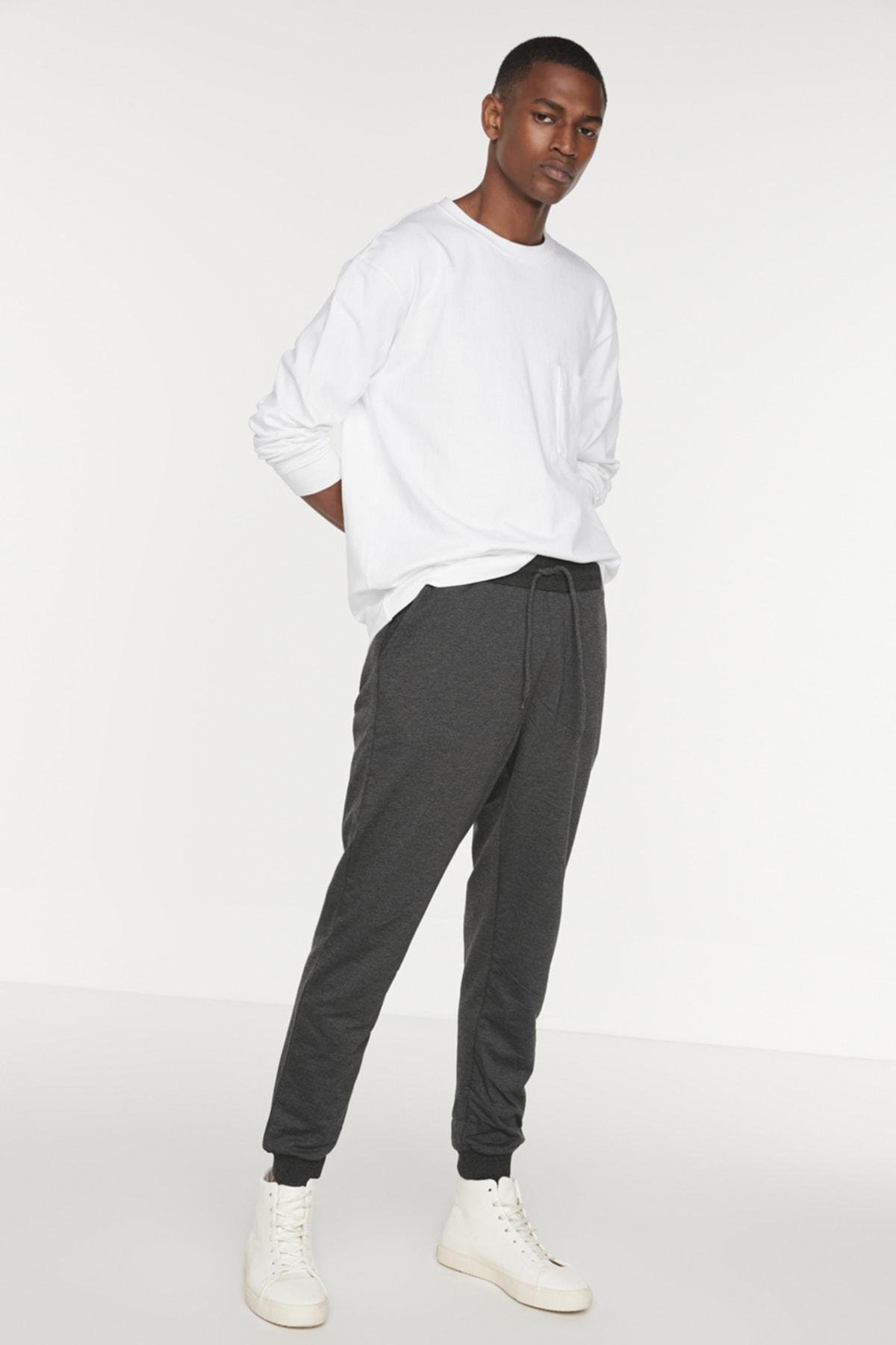 Grey Basic Elastic Leg Jogger Sweatpants, , large image number 5
