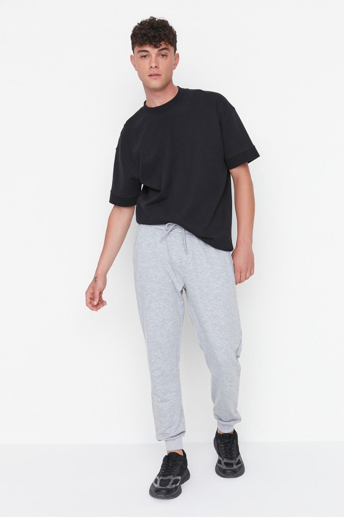 Grey Basic Elastic Leg Jogger Sweatpants, , large image number 6
