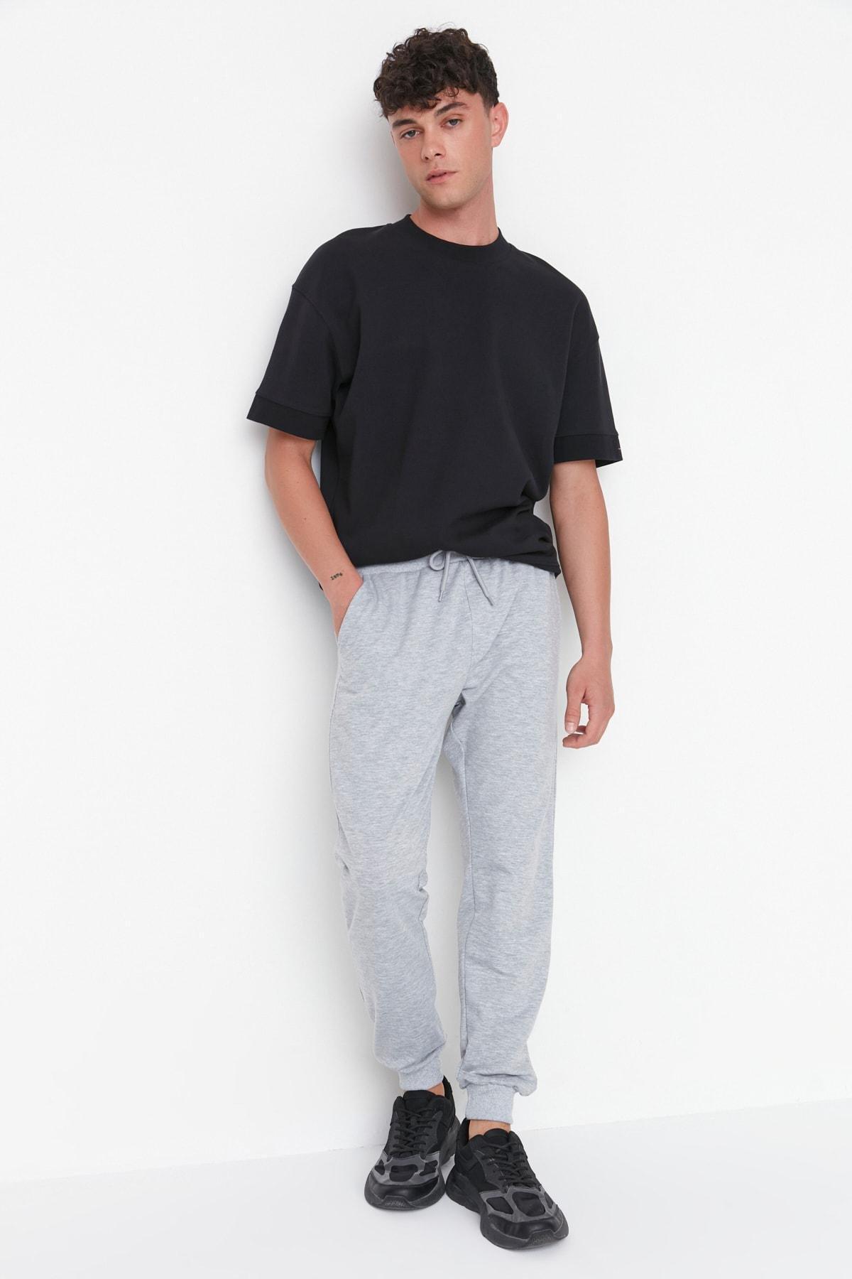 Grey Basic Elastic Leg Jogger Sweatpants, , large image number 8