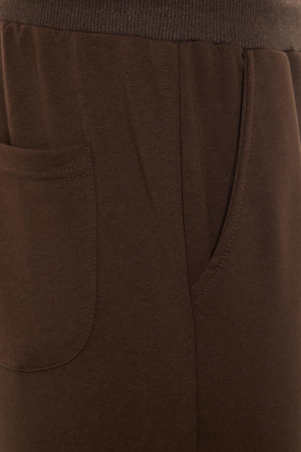 Brown Mid Waist Joggers Sweatpants, , large image number 6