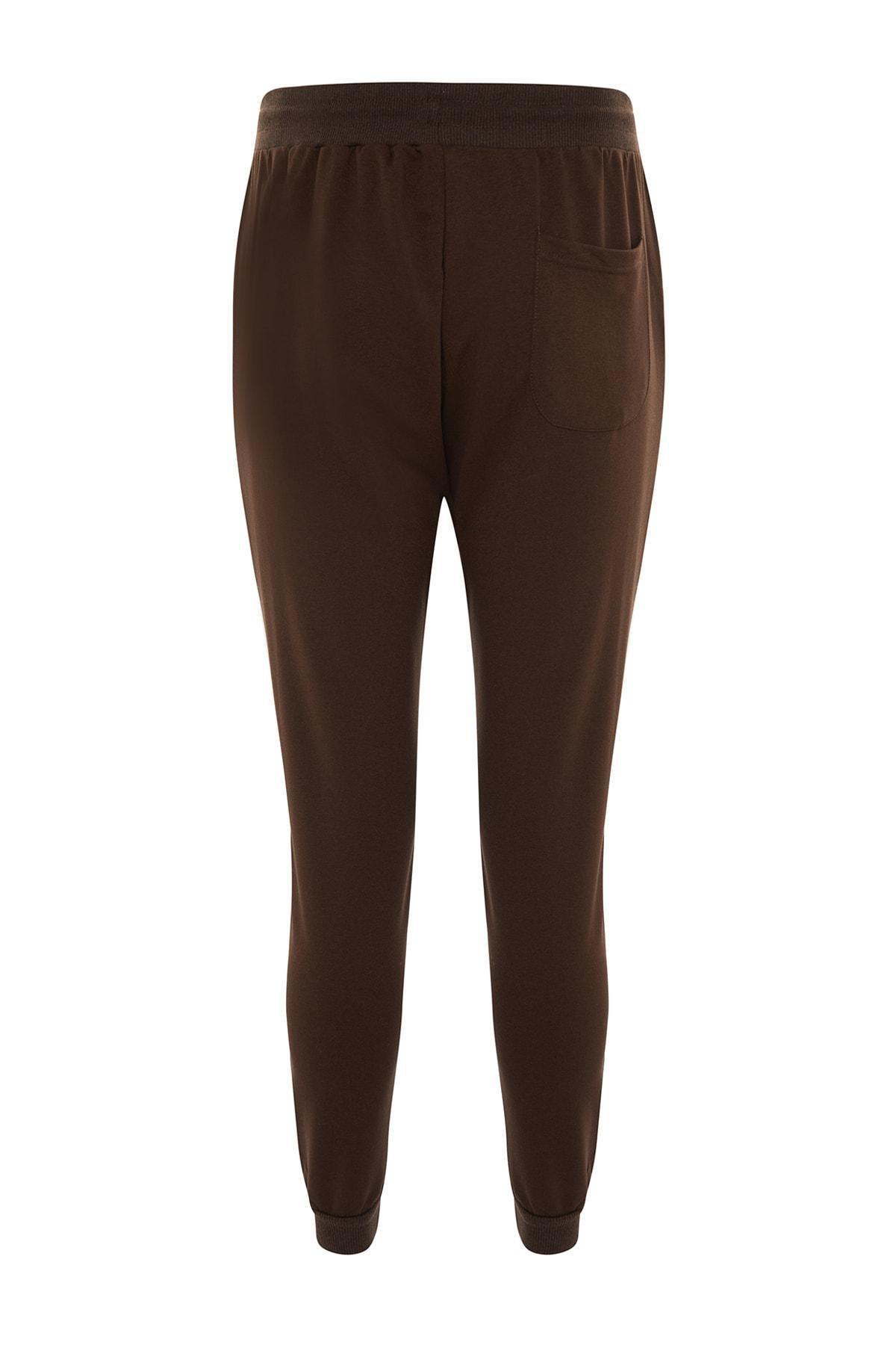 Brown Mid Waist Joggers Sweatpants, , large image number 7