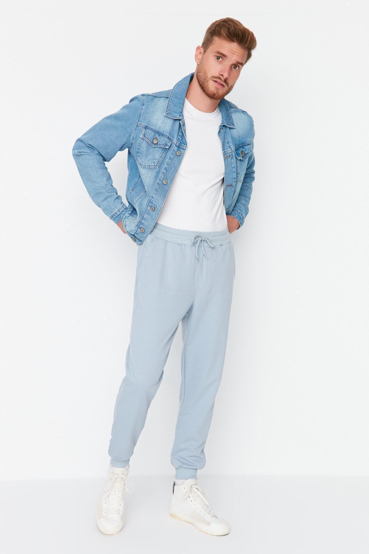 Blue Joggers Mid Waist Sweatpants, , large image number 0