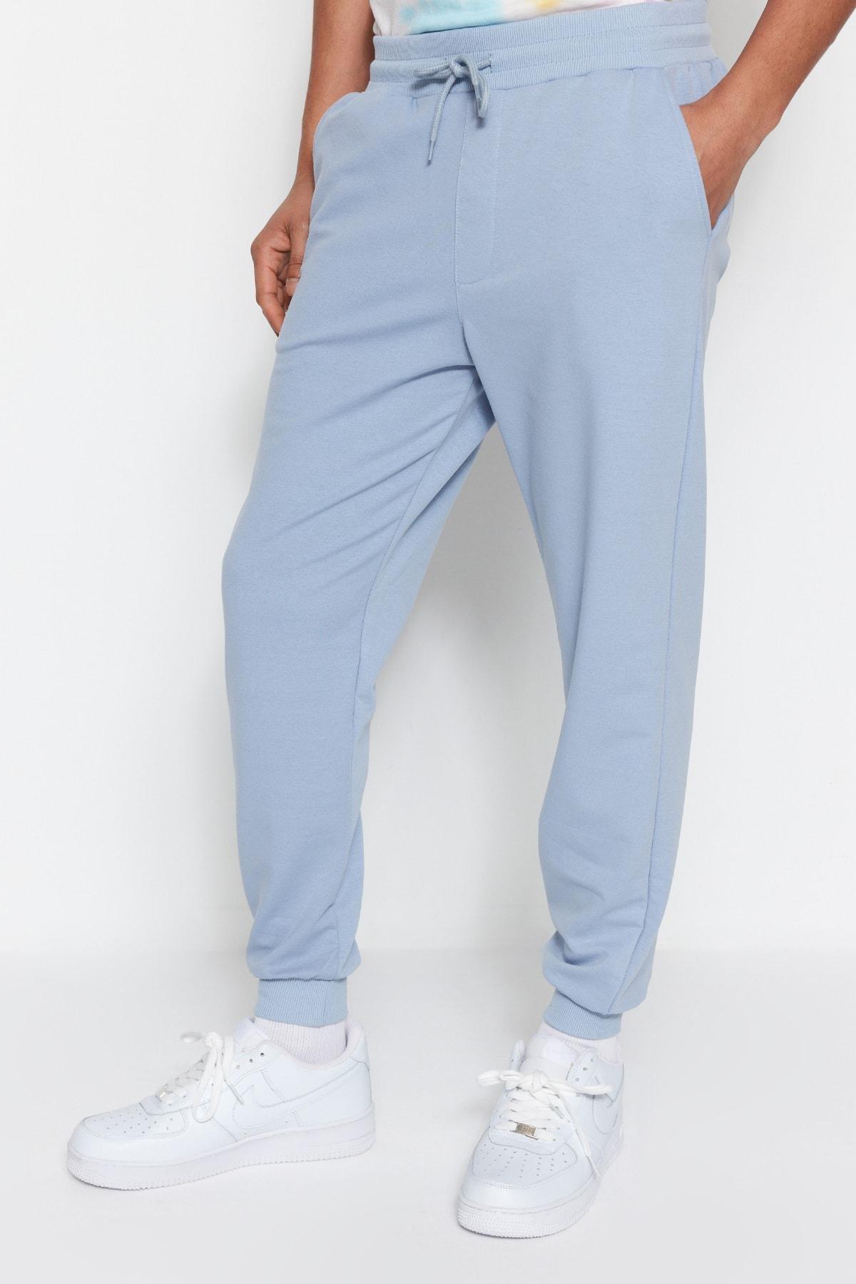 Blue Joggers Mid Waist Sweatpants, , large image number 1