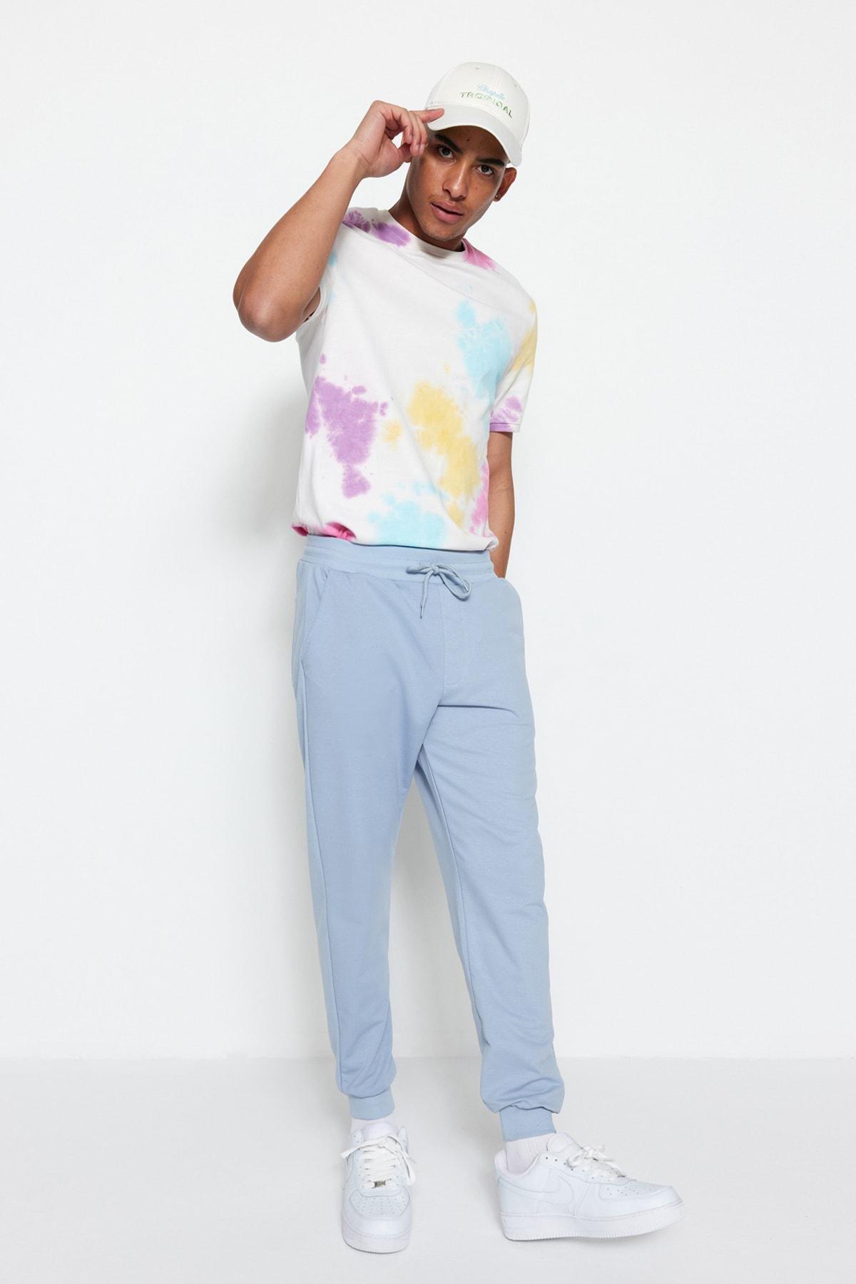 Blue Joggers Mid Waist Sweatpants, , large image number 2