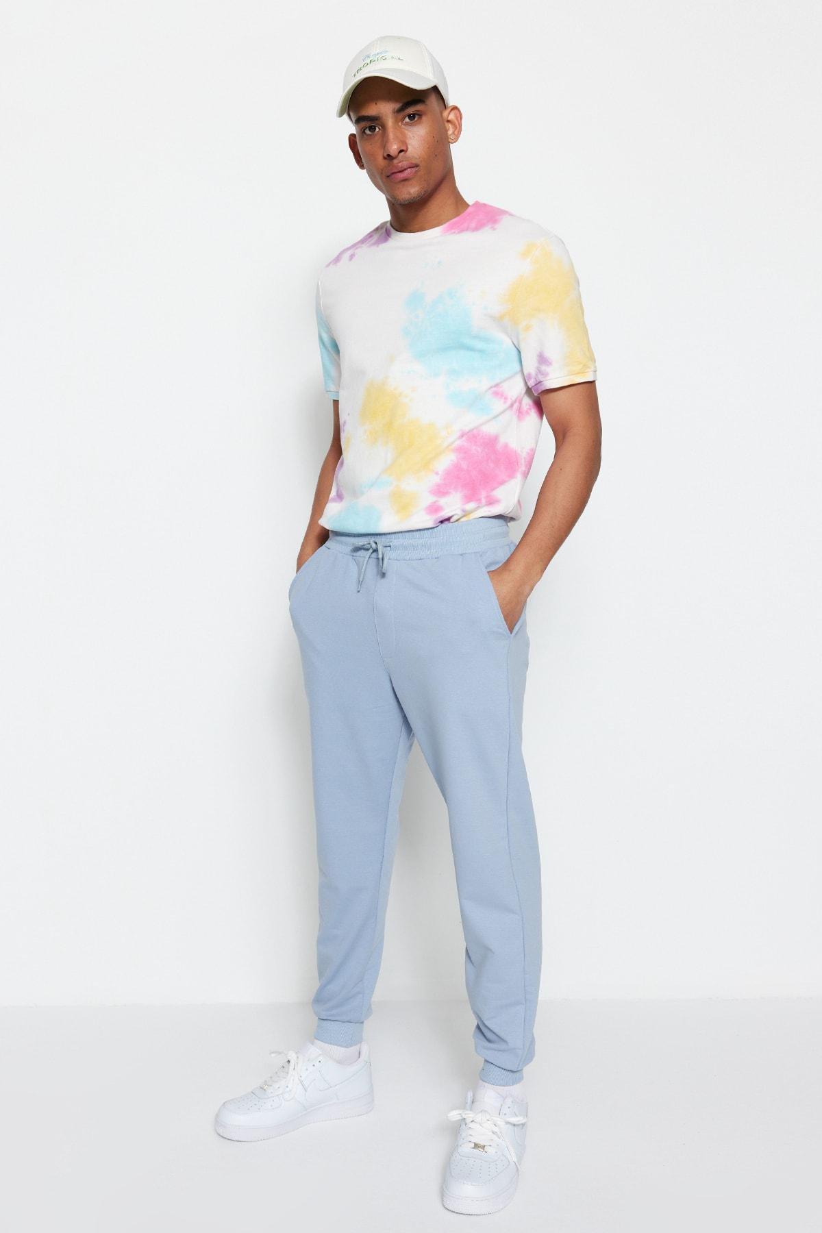Blue Joggers Mid Waist Sweatpants, , large image number 4