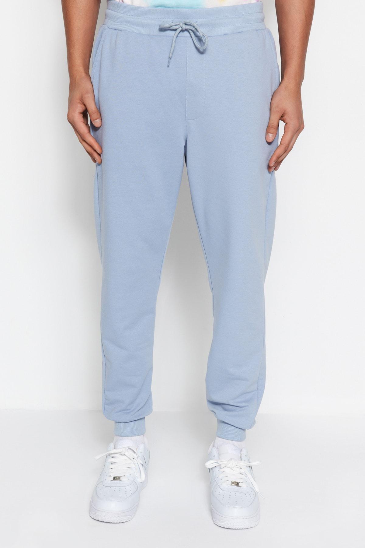 Blue Joggers Mid Waist Sweatpants, , large image number 5
