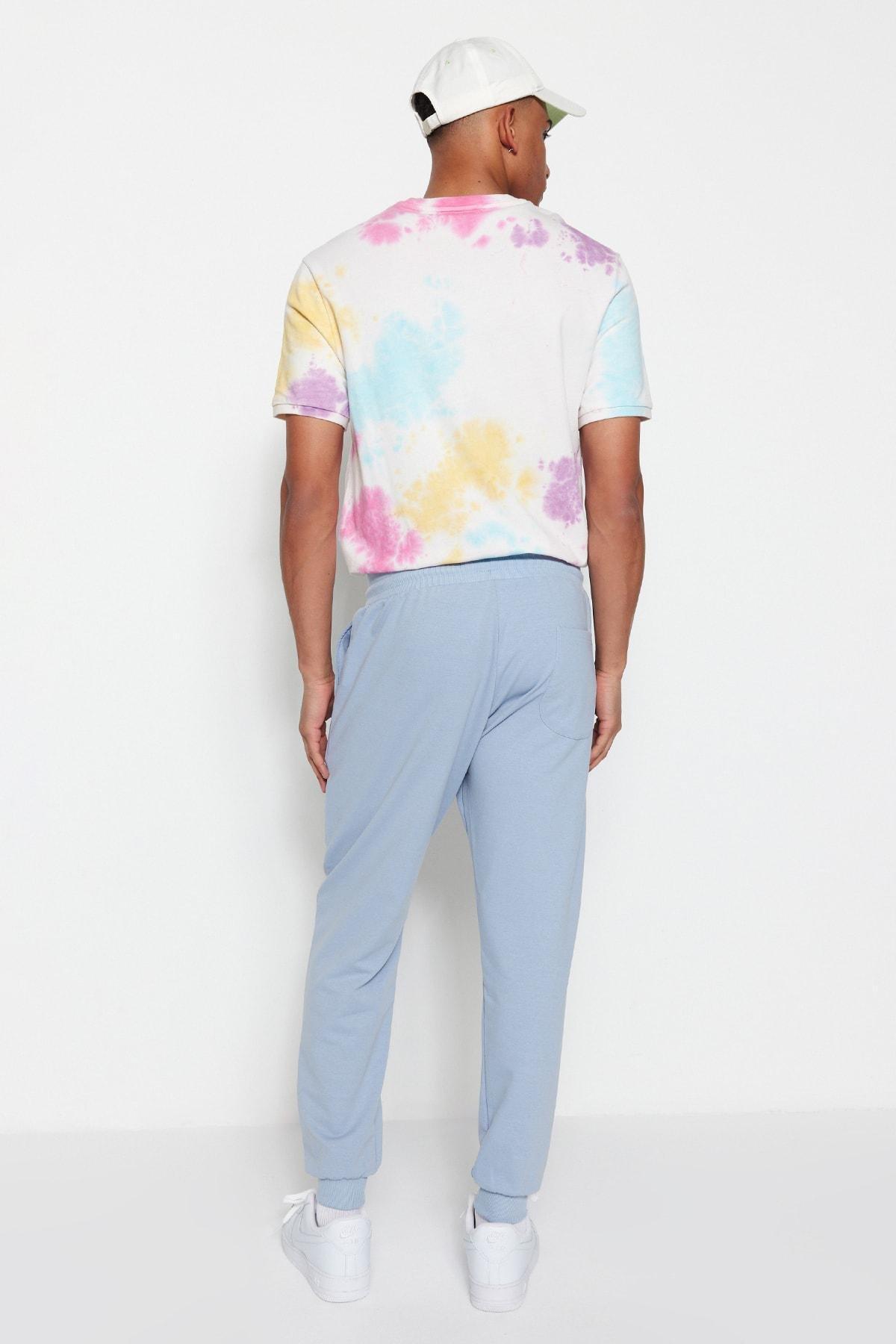 Blue Joggers Mid Waist Sweatpants, Blue, large image number 5