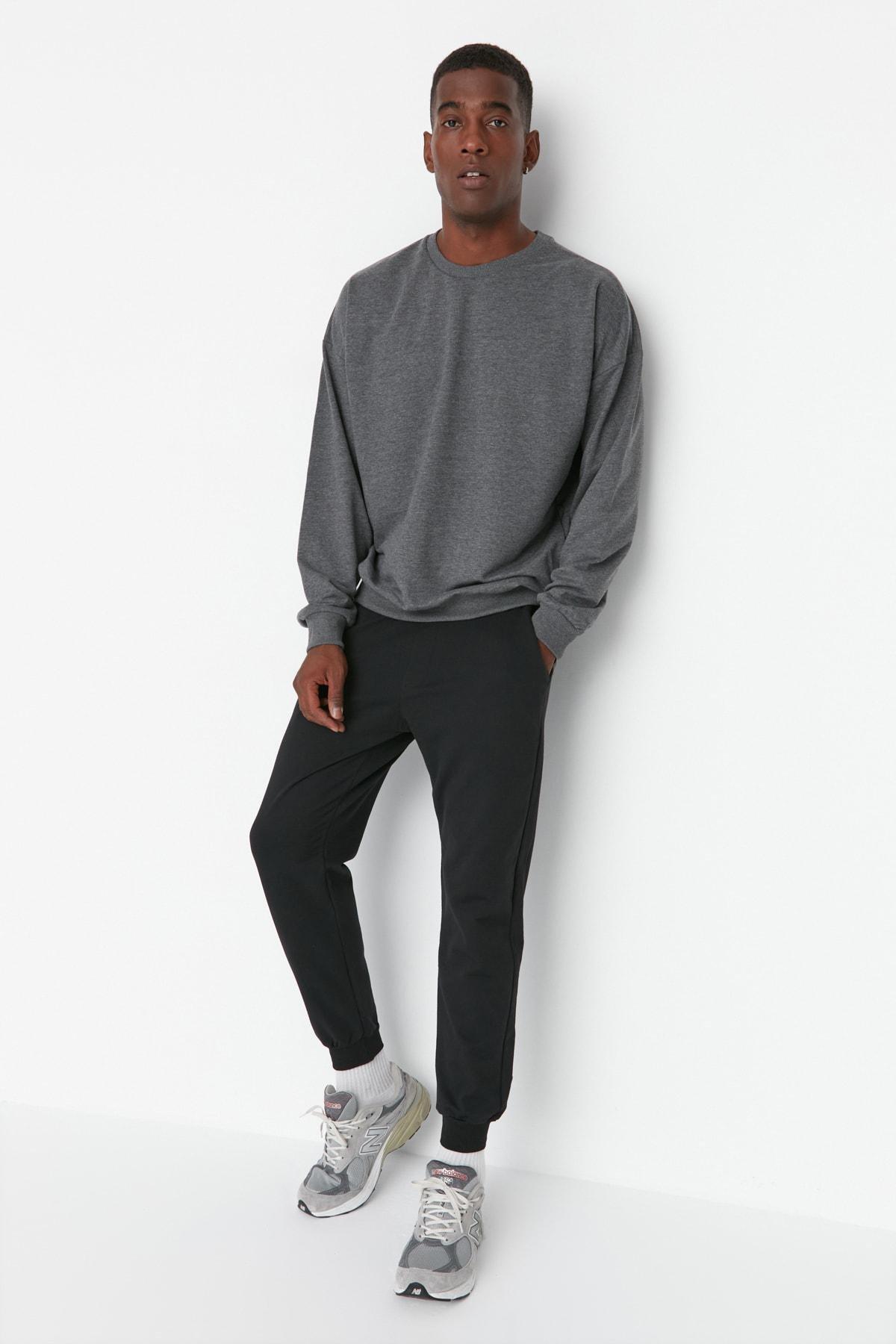 Black Mid Waist Joggers Sweatpants, , large image number 1