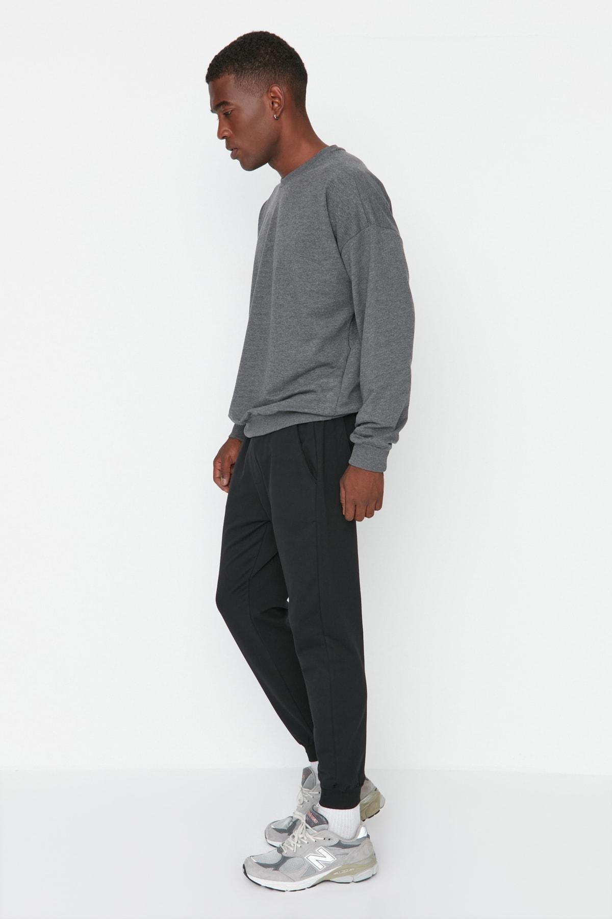 Black Mid Waist Joggers Sweatpants, , large image number 2