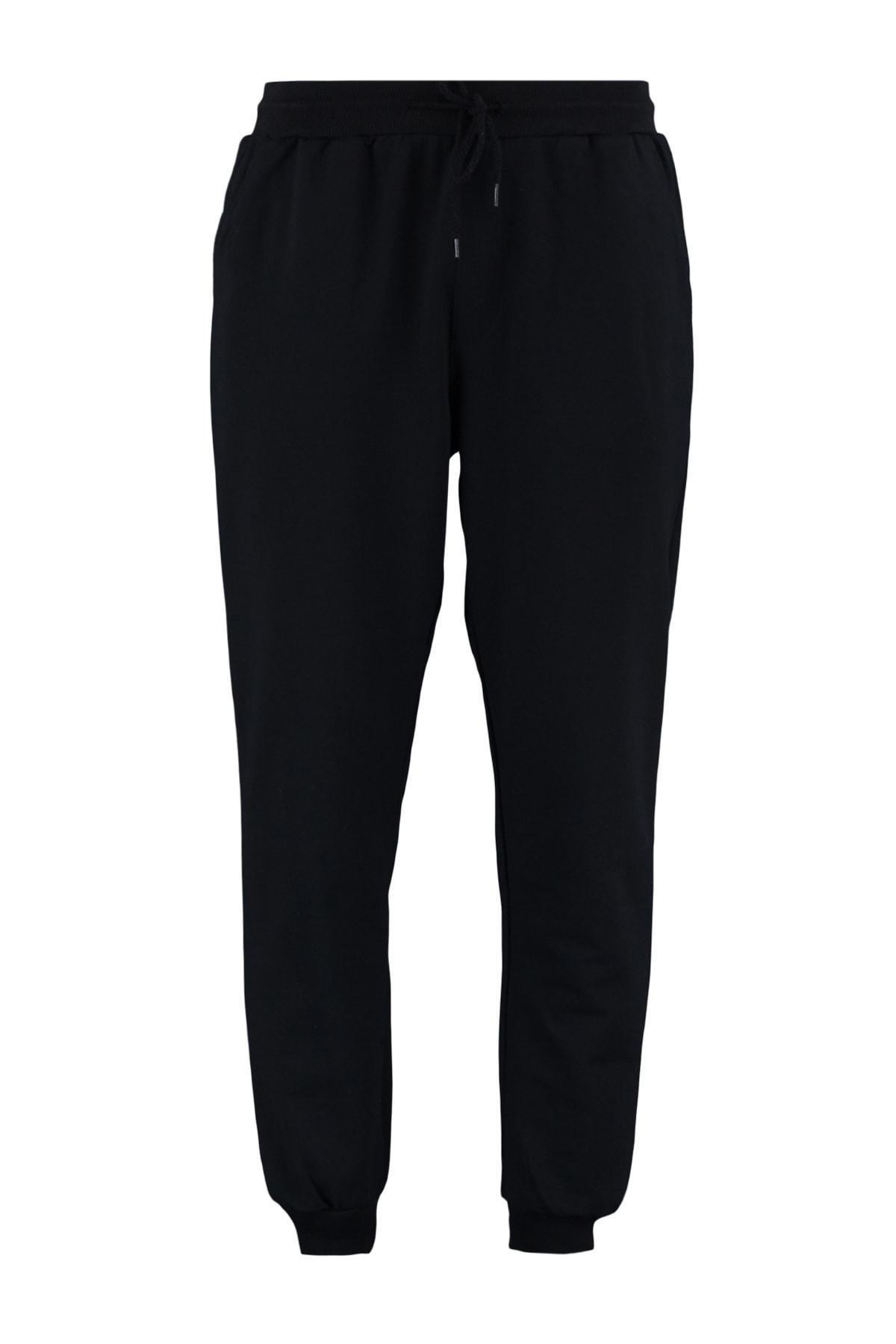 Trendyol - Black Mid Waist Joggers Sweatpants