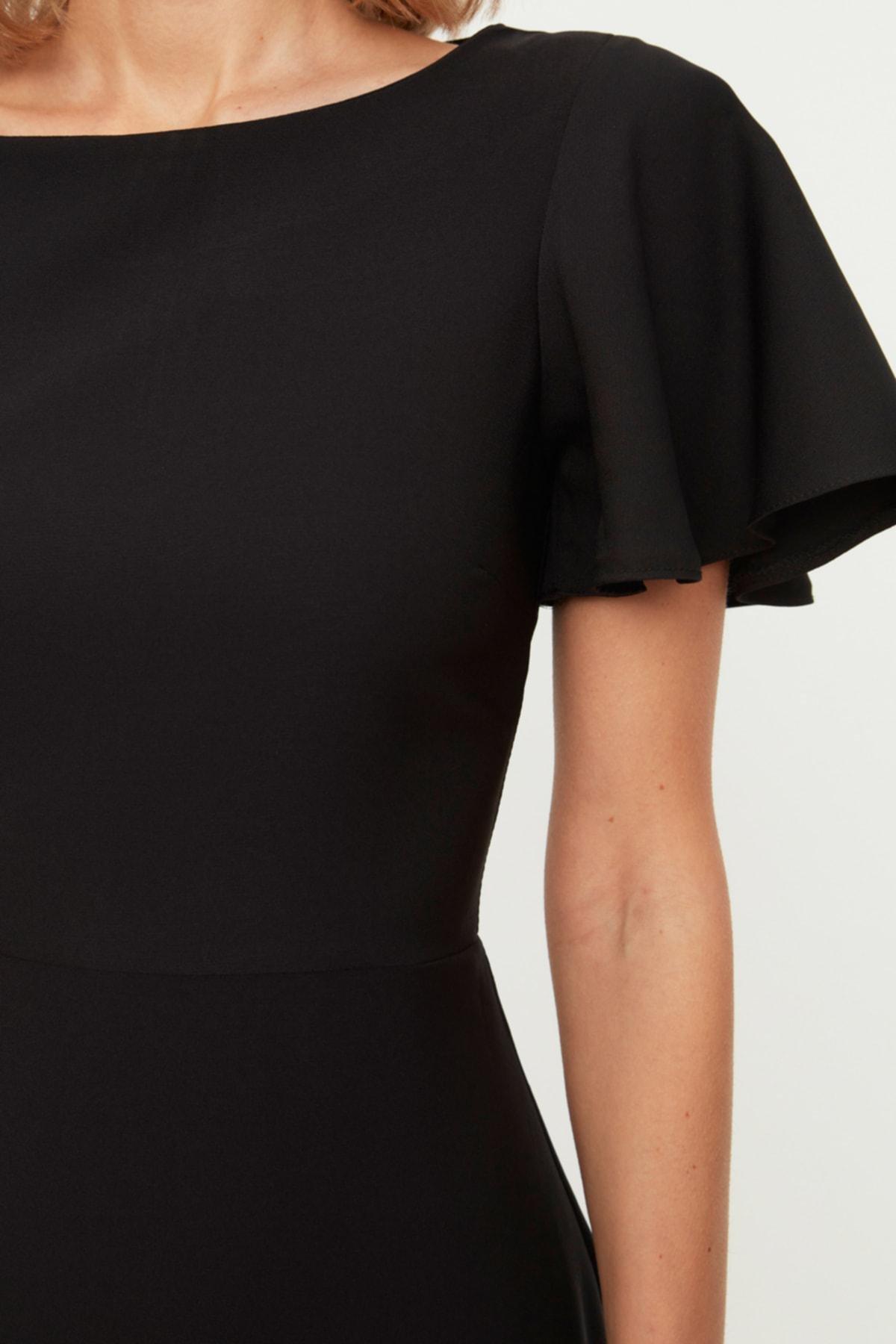 Black A Line Boat Neck Dress, , large image number 3