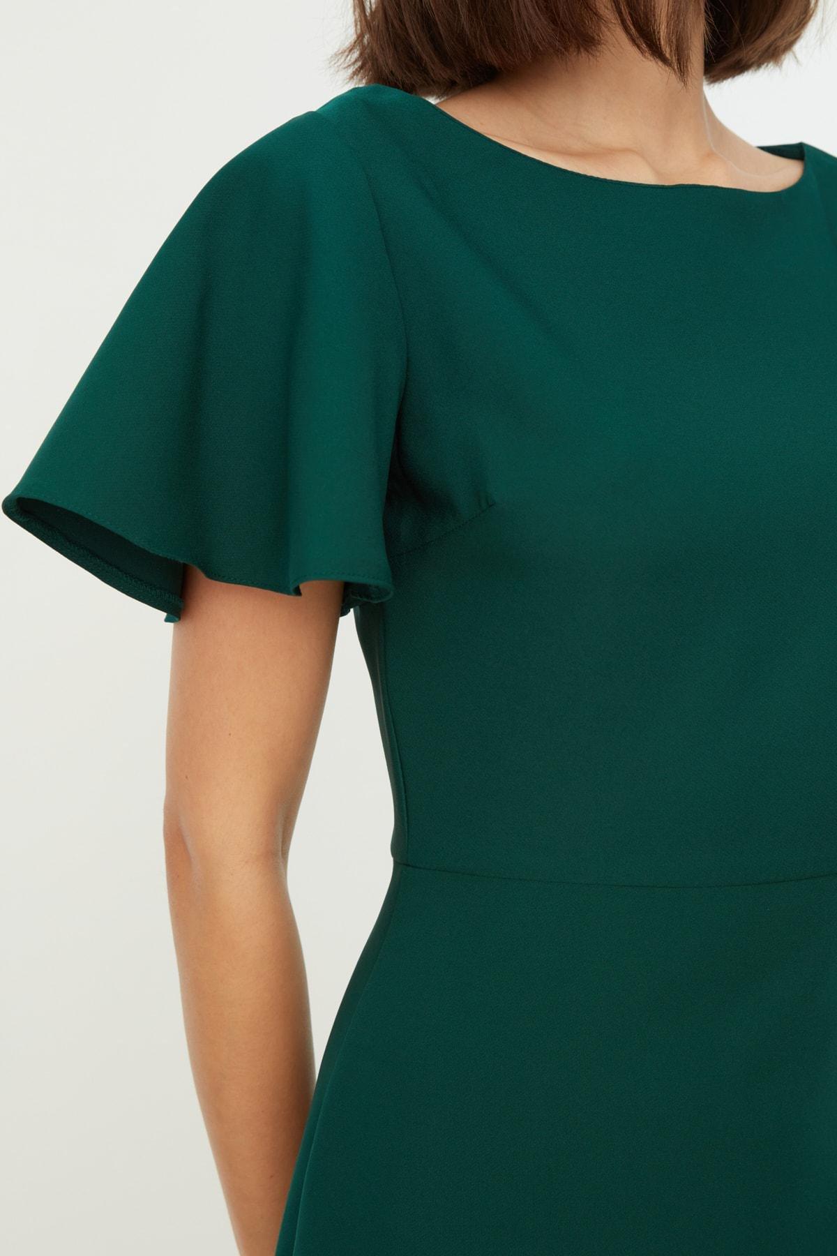 Green A Line Boat Neck Dress, , large image number 5