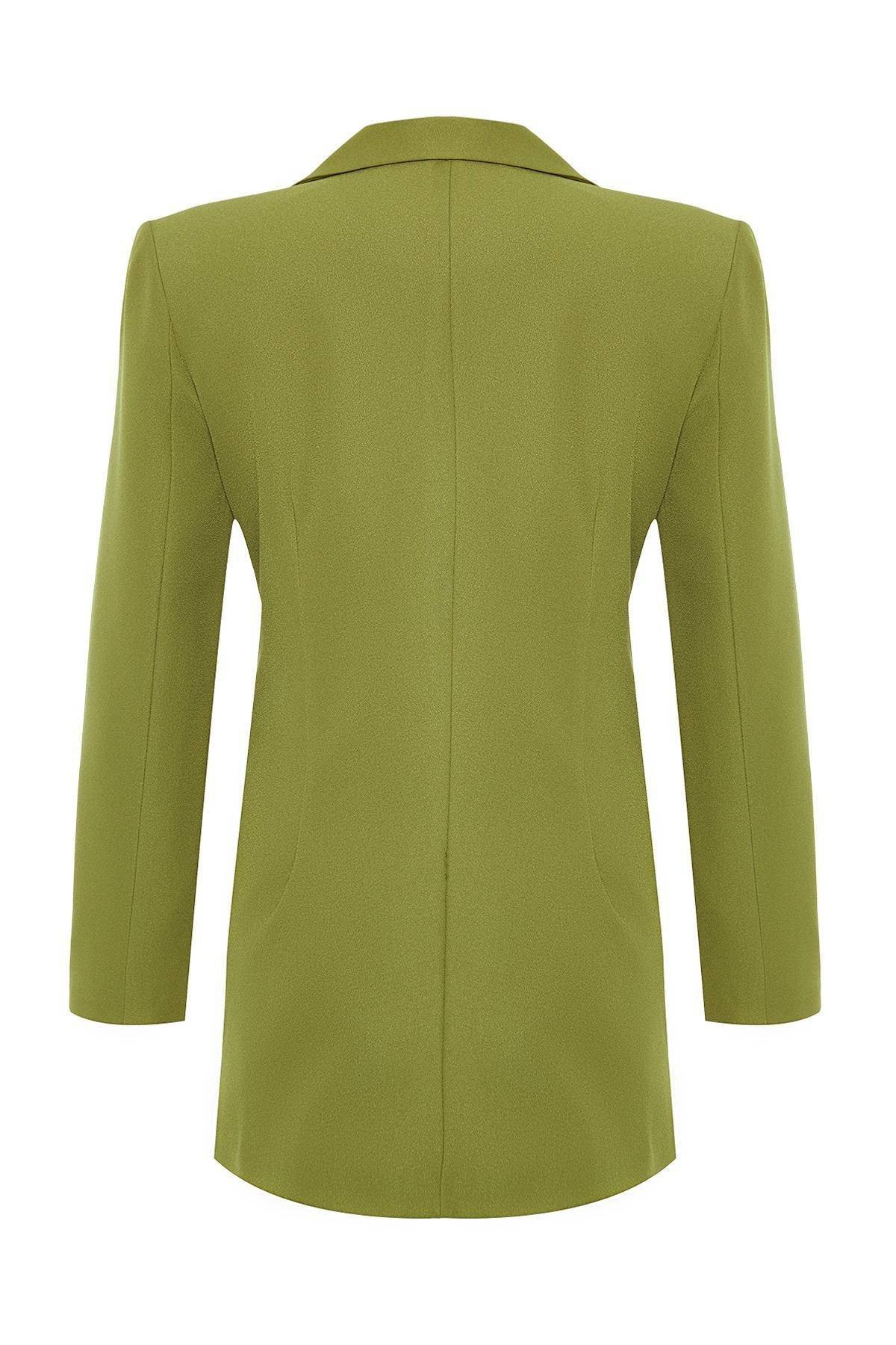 Khaki Oversized Blazer Jacket, , large image number 6