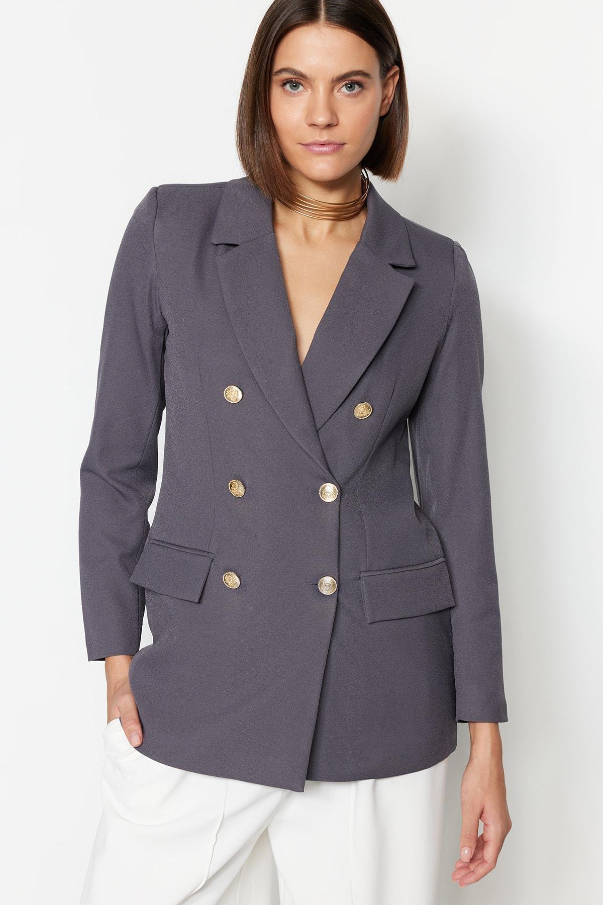 Grey Oversized Blazer, , large image number 0