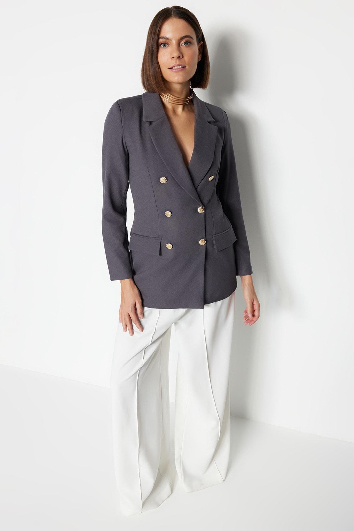 Grey Oversized Blazer, , large image number 1