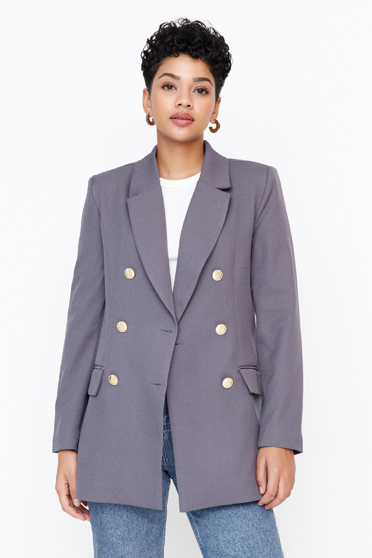 Grey Oversized Blazer, , large image number 6