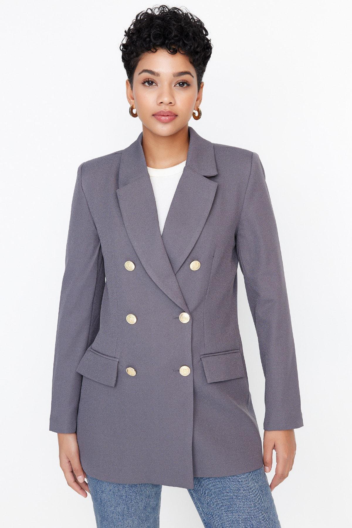 Grey Oversized Blazer, , large image number 7