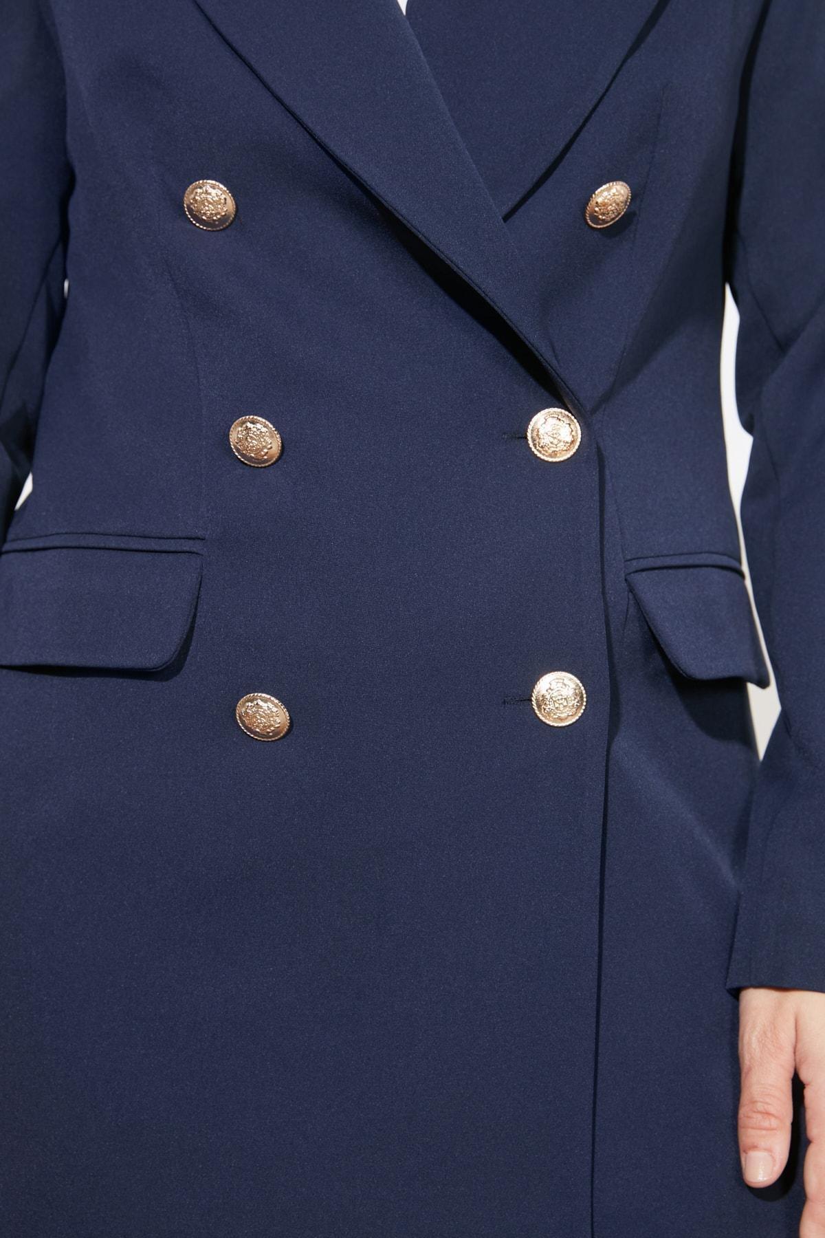 بليزر بقصة فضفاضة، أزرق, Dark blue, large image number 2