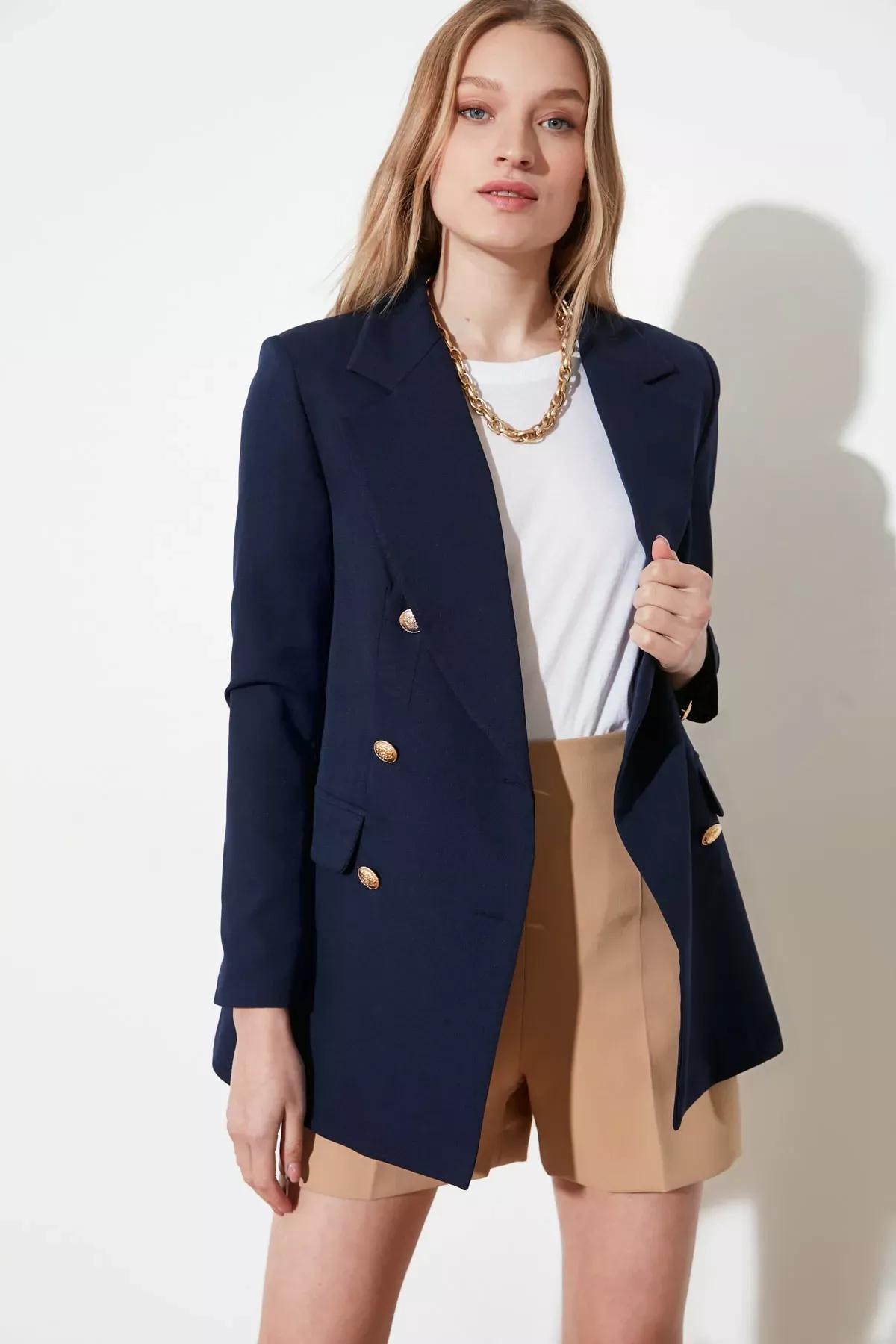 بليزر بقصة فضفاضة، أزرق, Dark blue, large image number 9