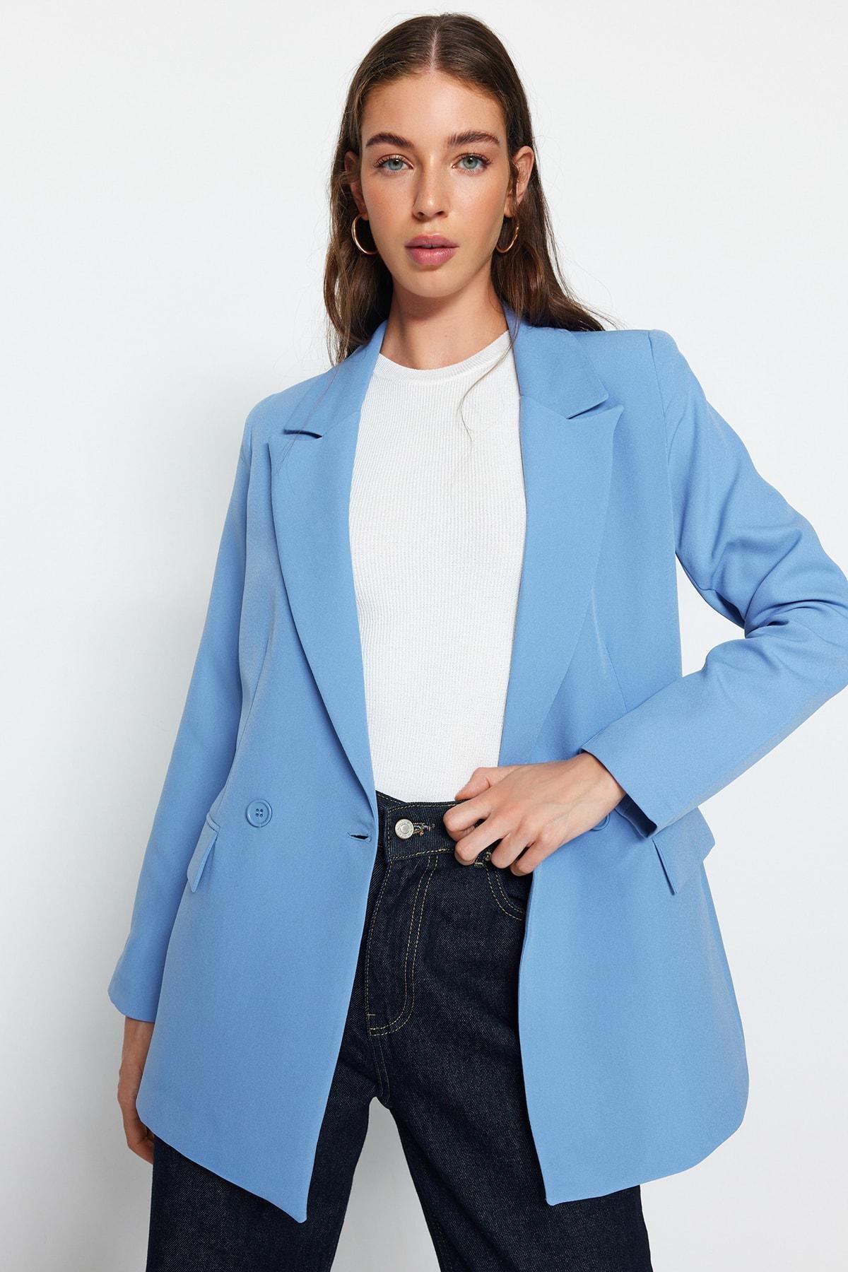 Blue Regular Blazer, DARK BLUE, large image number 0