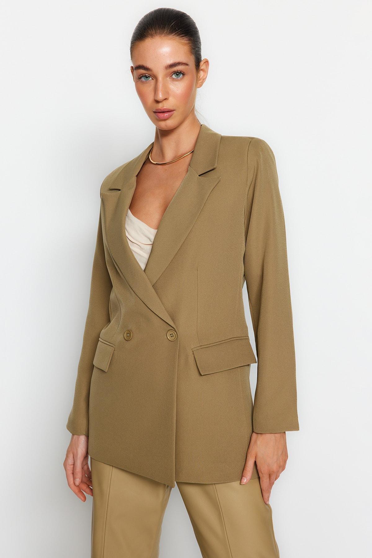 Khaki Regular Blazer, Light Khaki, large image number 3
