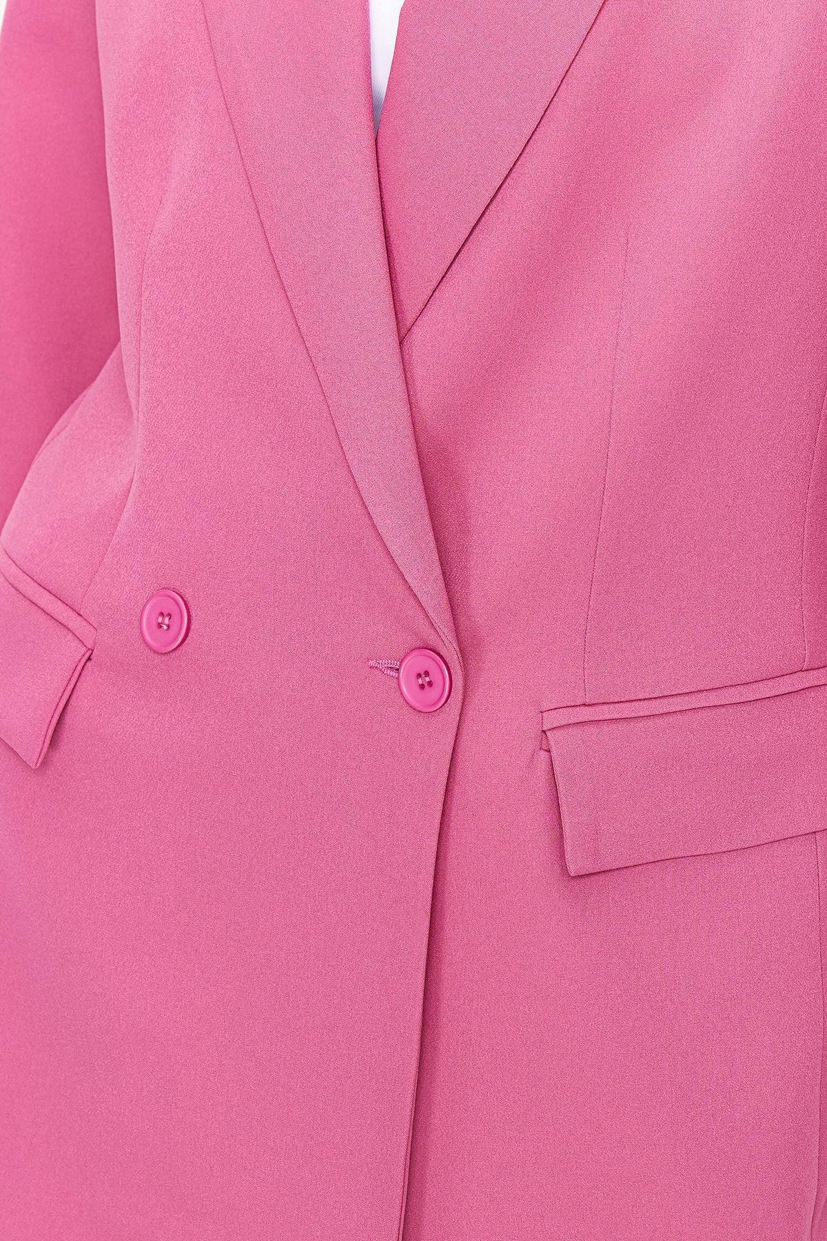 Pink Double-Breasted Closure Woven Blazer, , large image number 3