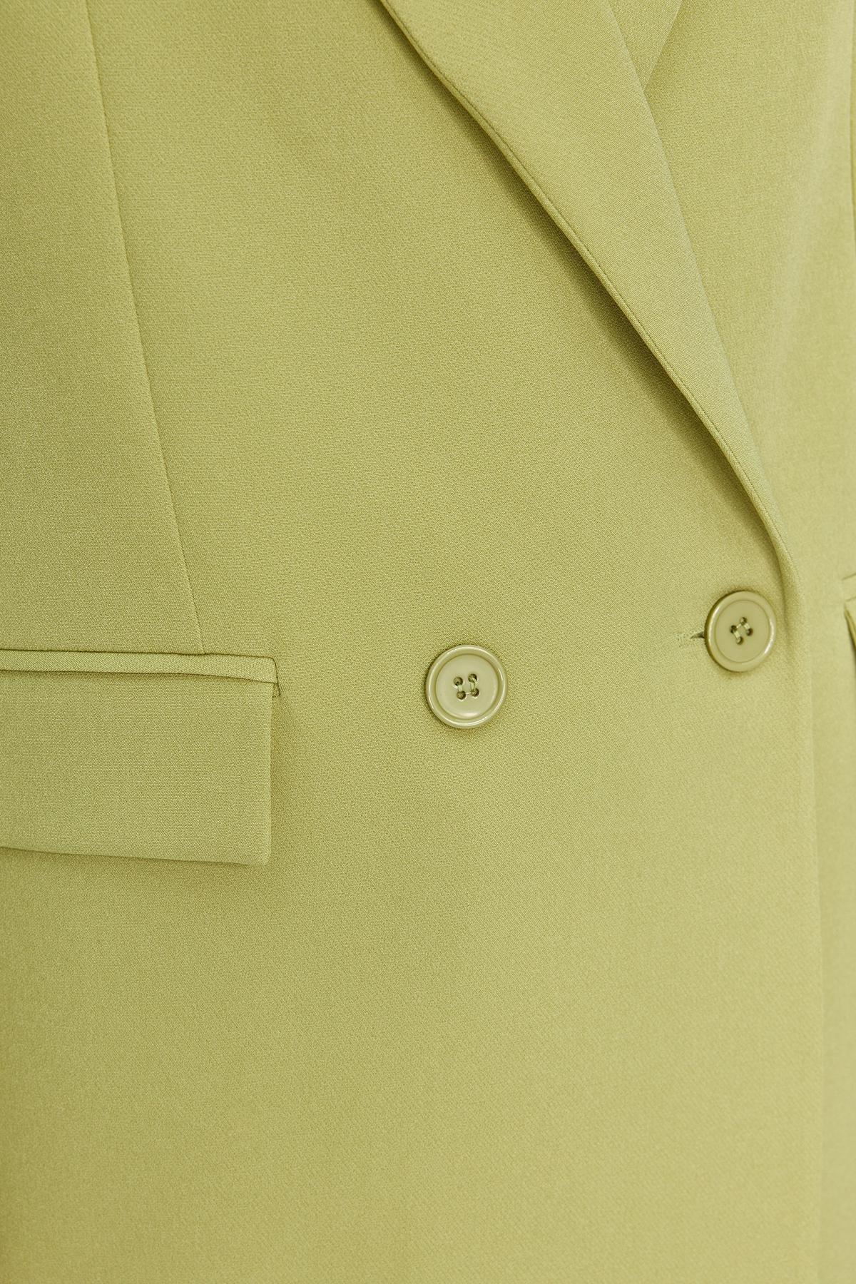 Green Double-Breasted Woven Blazer, , large image number 4