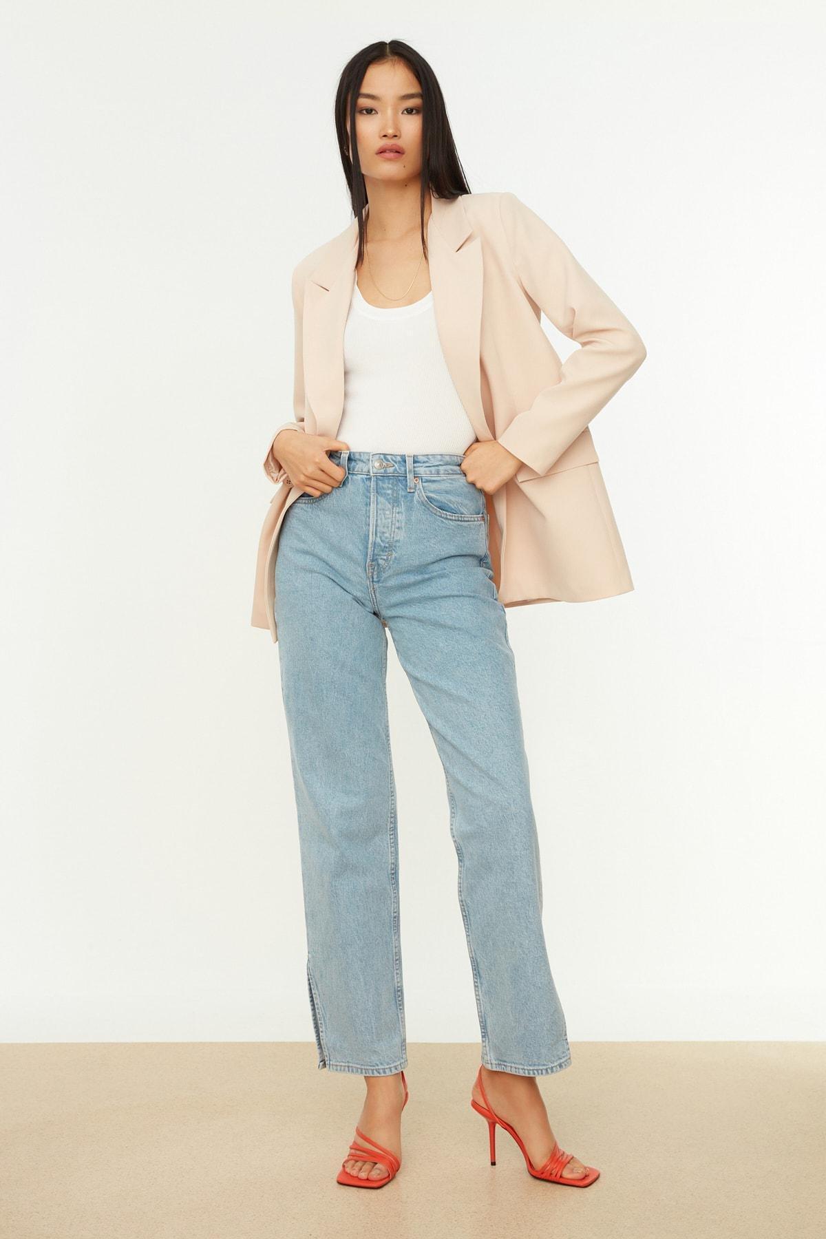 Beige Lapel Collar Blazer, , large image number 0