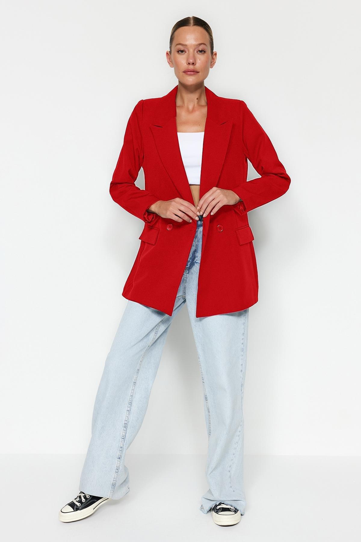 Trendyol - Red Puffer Blazer