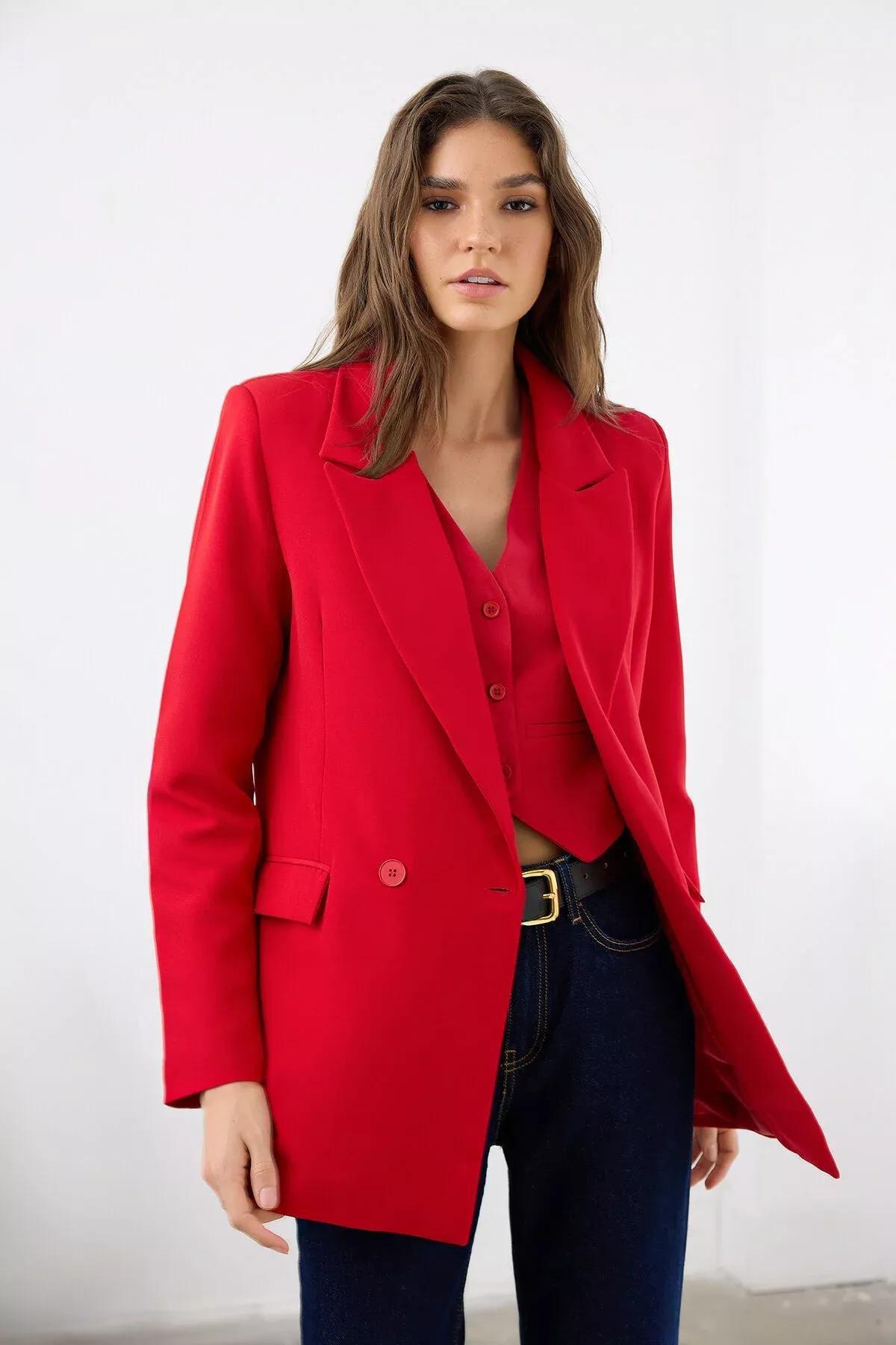 بليزر منفوخ، أحمر, Red, large image number 1