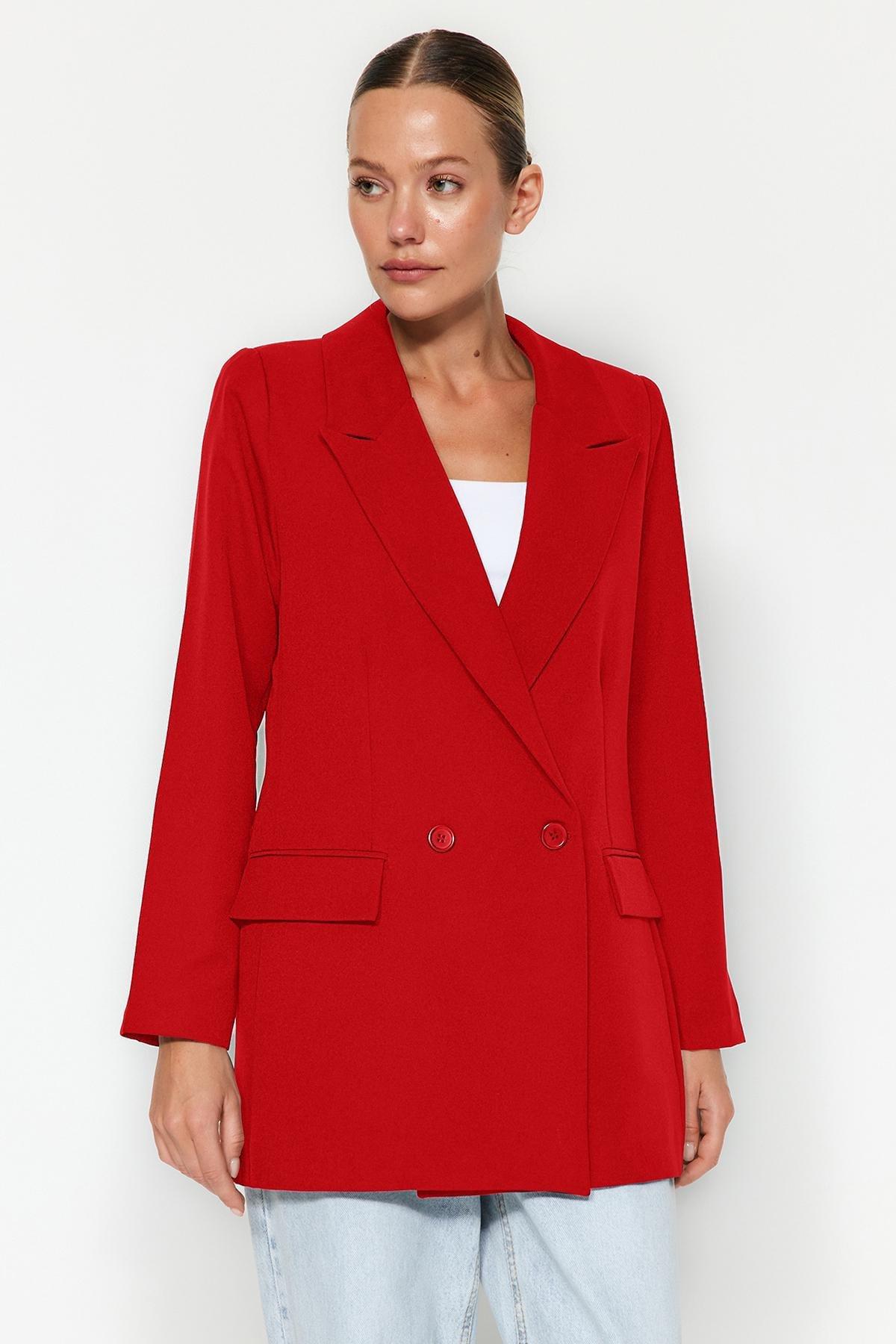 Trendyol - Red Puffer Blazer