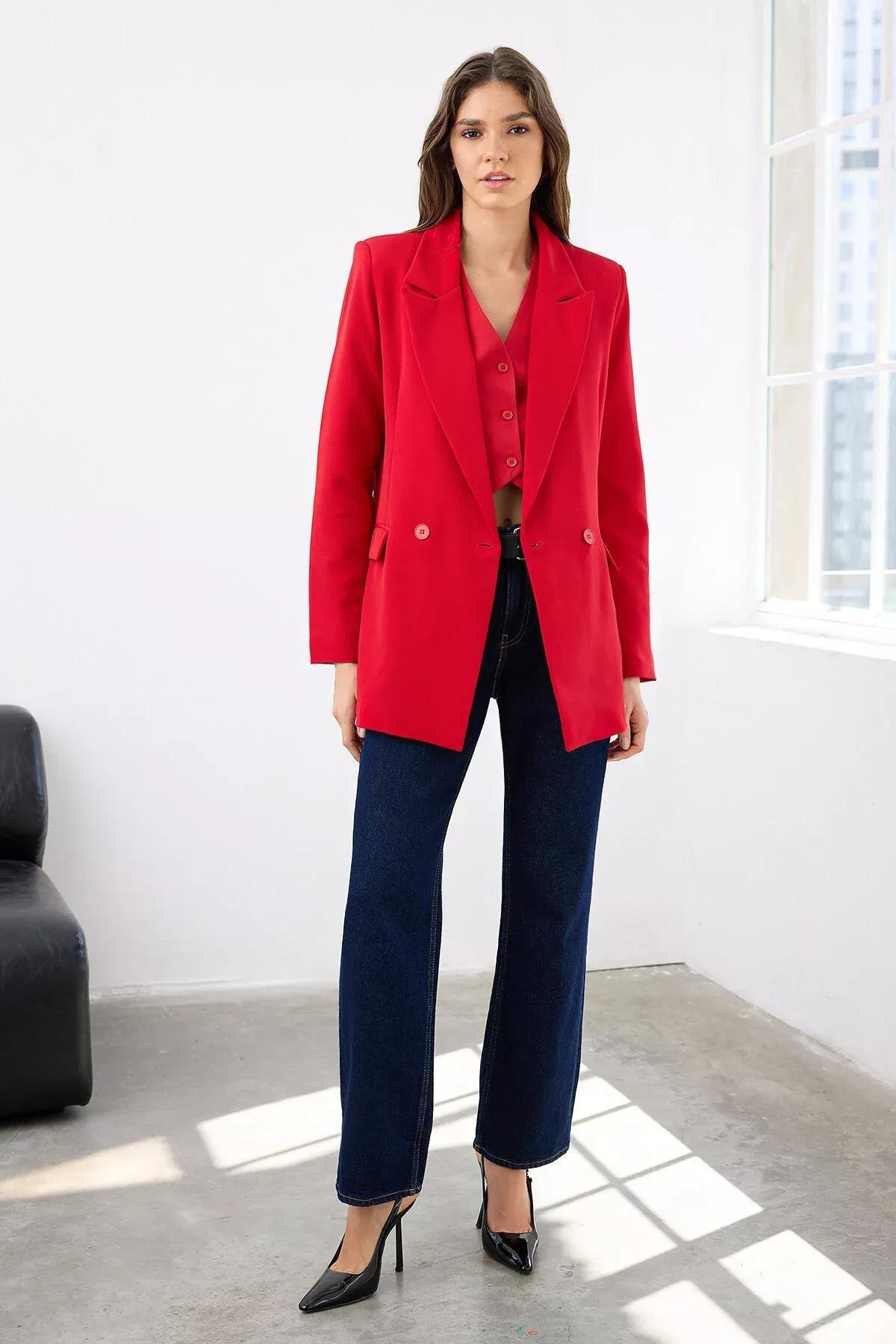 بليزر منفوخ، أحمر, Red, large image number 3