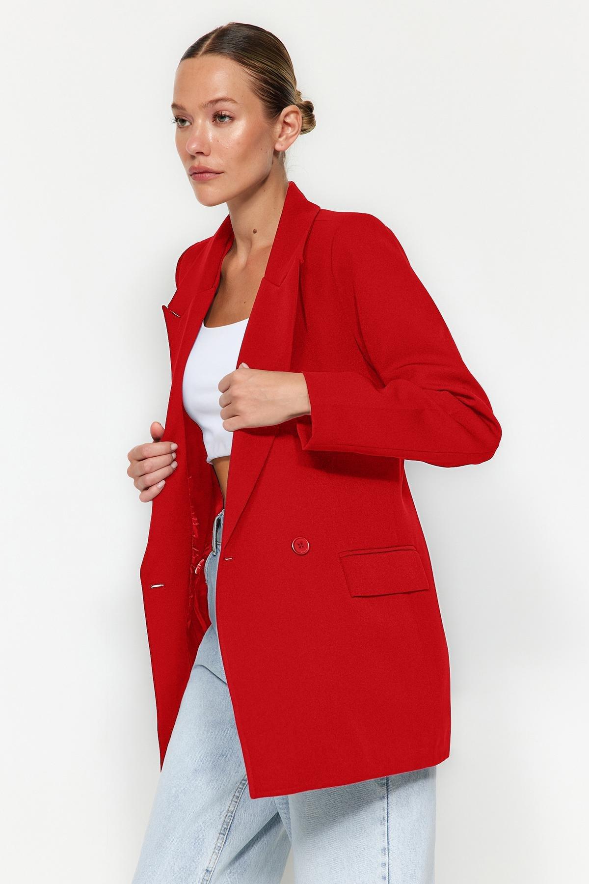 Trendyol - Red Puffer Blazer