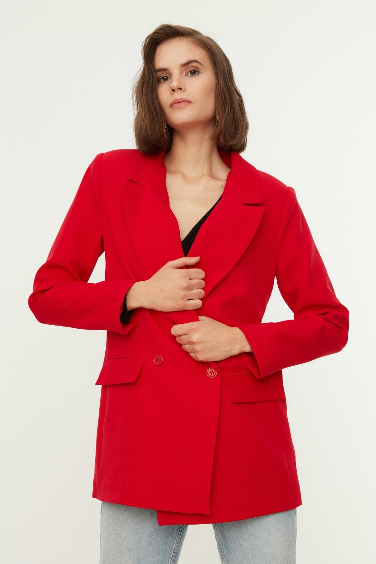 Trendyol - Red Puffer Blazer