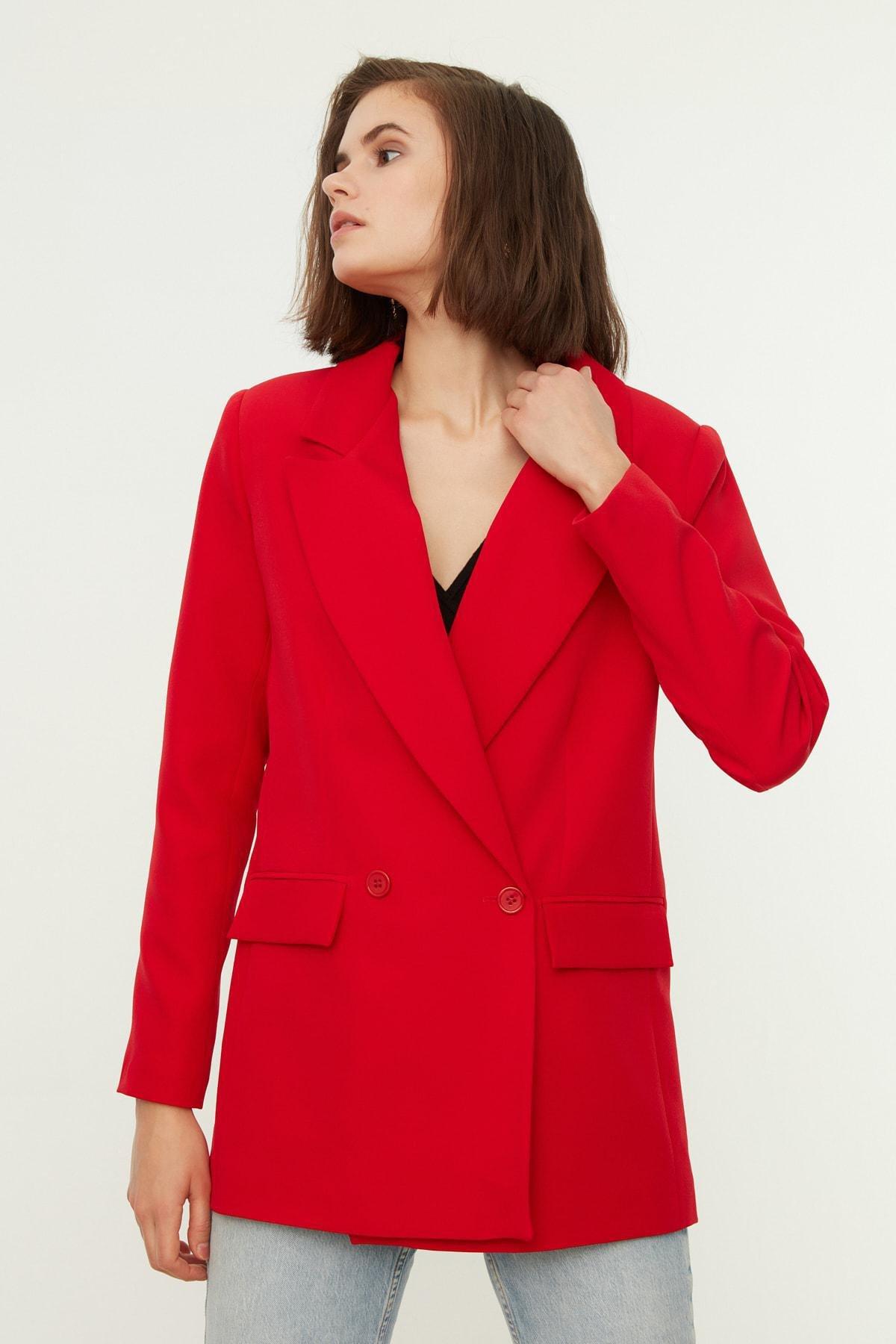 Trendyol - Red Puffer Blazer