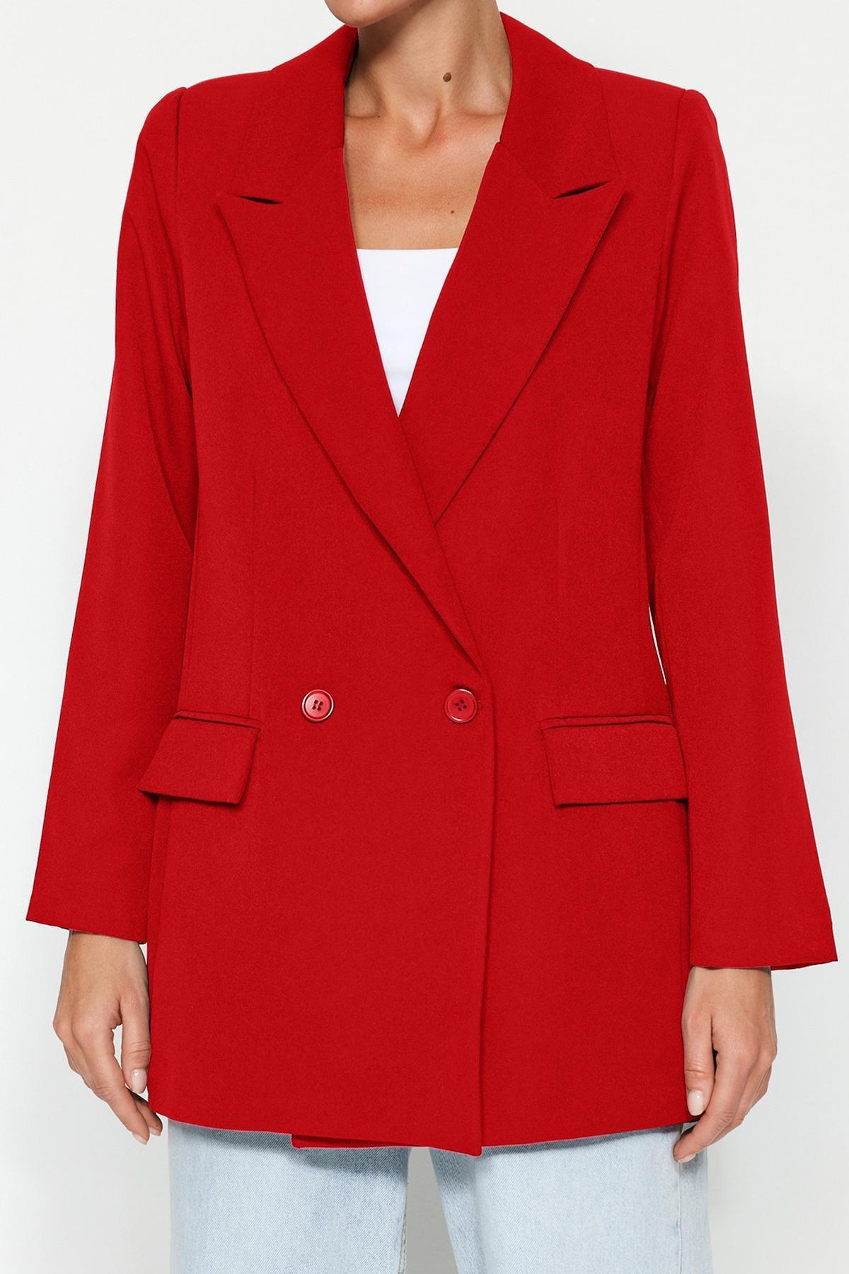 Trendyol - Red Puffer Blazer