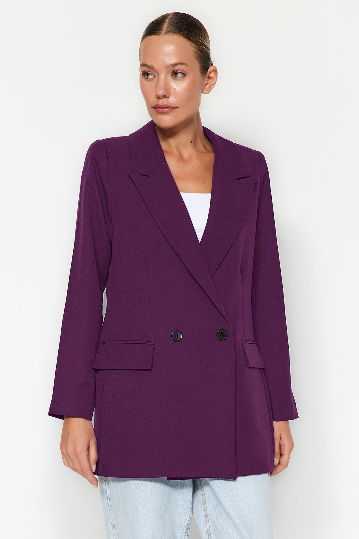 Purple Hooded Puffer Blazer, , large image number 4