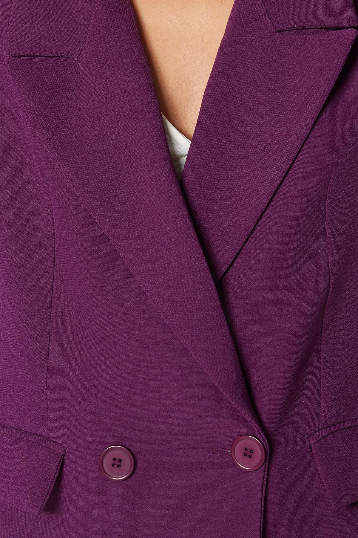 Purple Hooded Puffer Blazer, , large image number 5