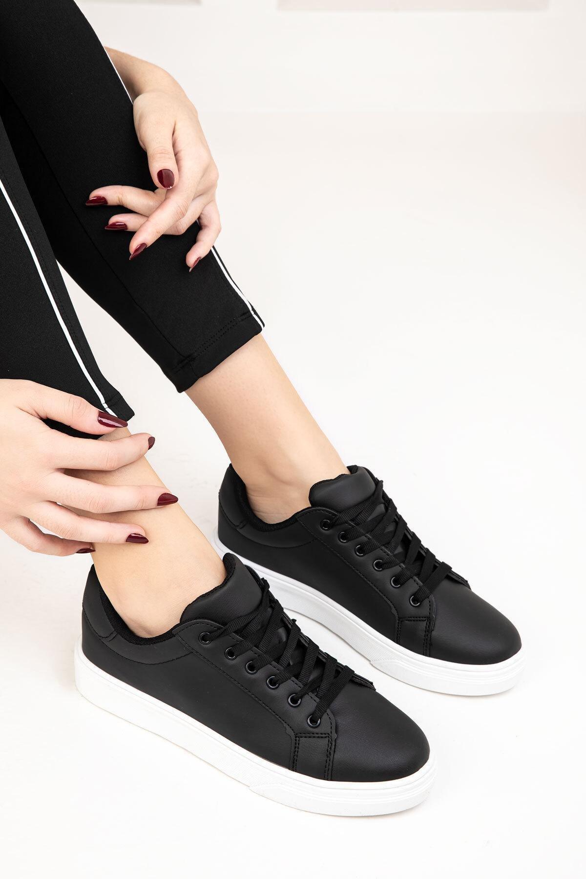 Black Lace-Up Sneakers, , large image number 1