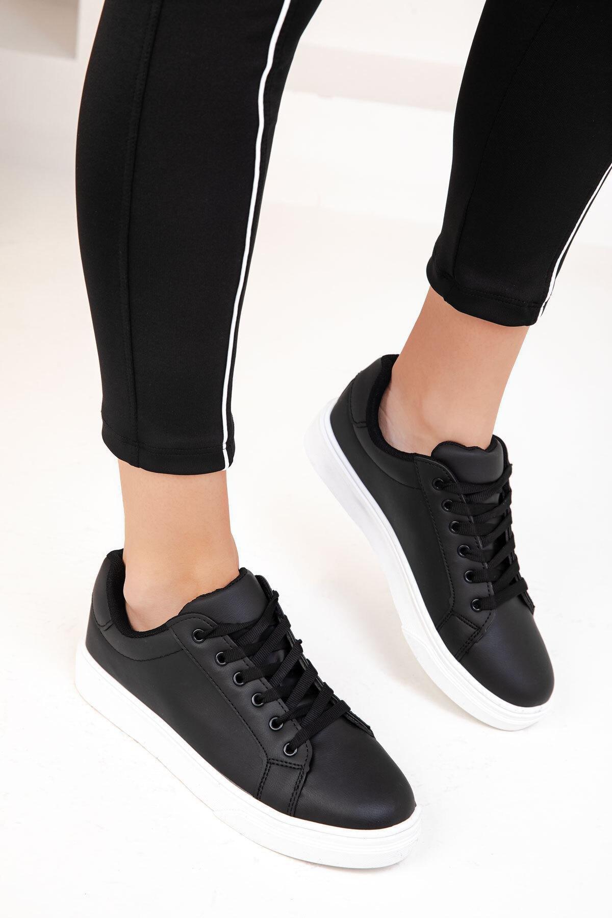 Black Lace-Up Sneakers, , large image number 2