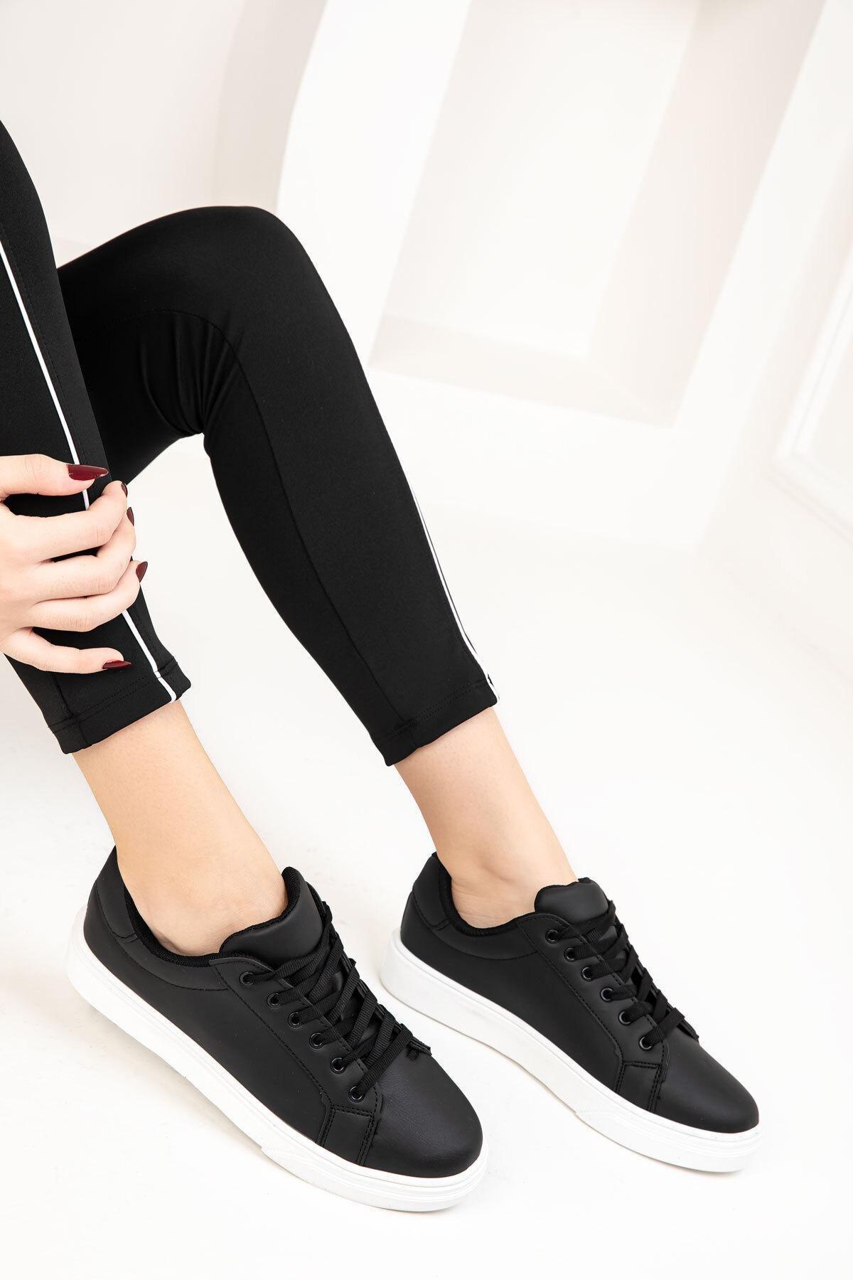 Black Lace-Up Sneakers, , large image number 3